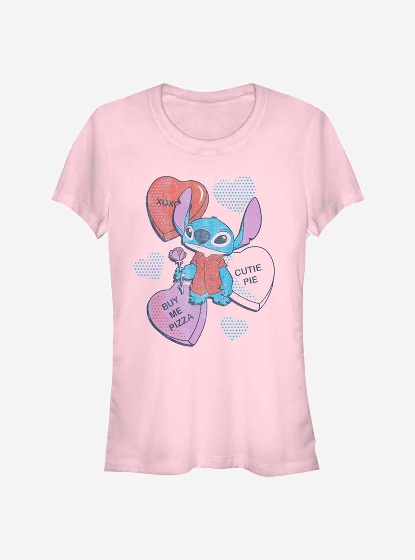 Disney Lilo & Stitch Heart Pizza Girls T-Shirt, LIGHT PINK, hi-res