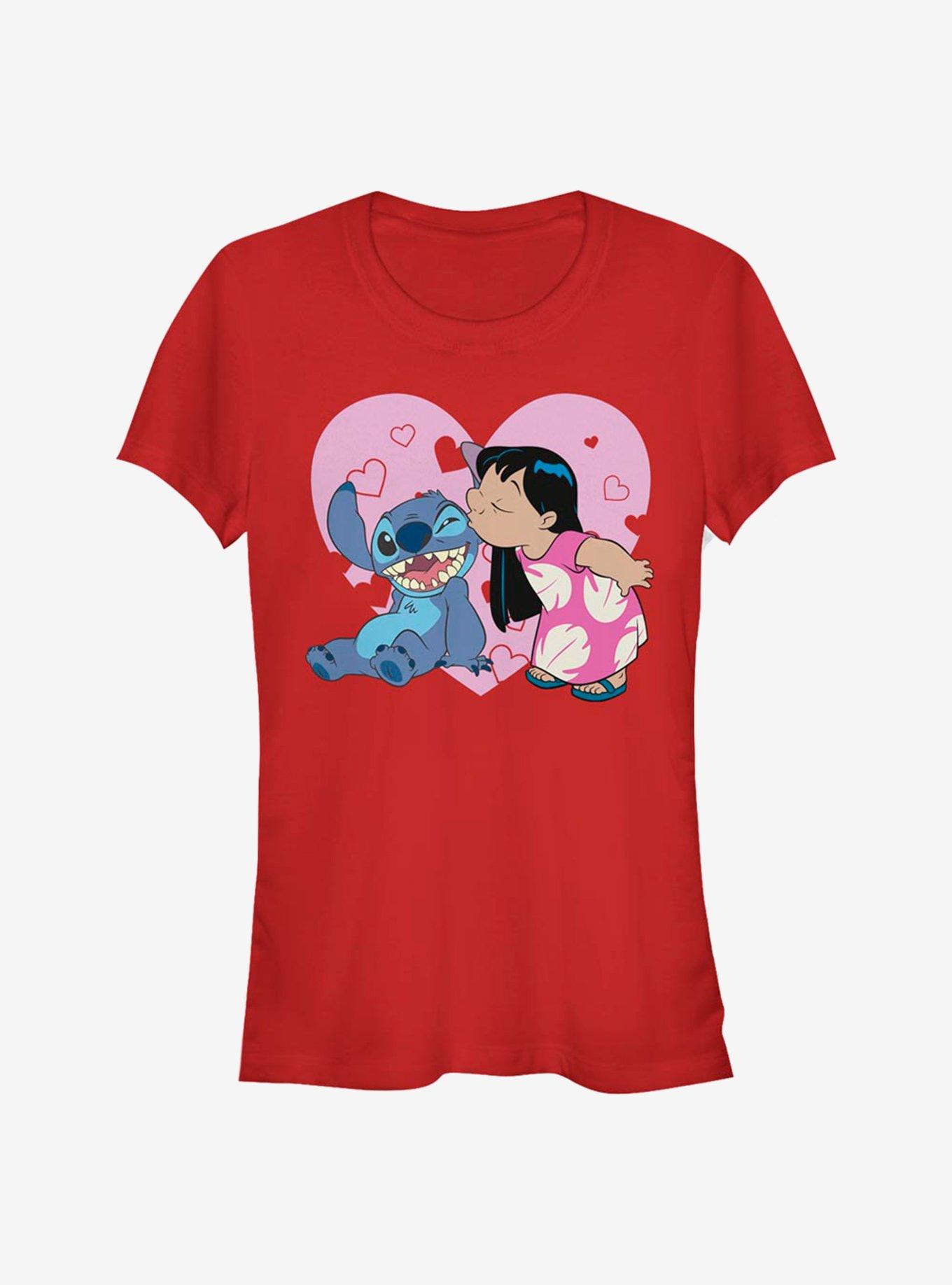 Disney Lilo & Stitch Lilo And Valentine Kisses Girls T-Shirt - RED ...