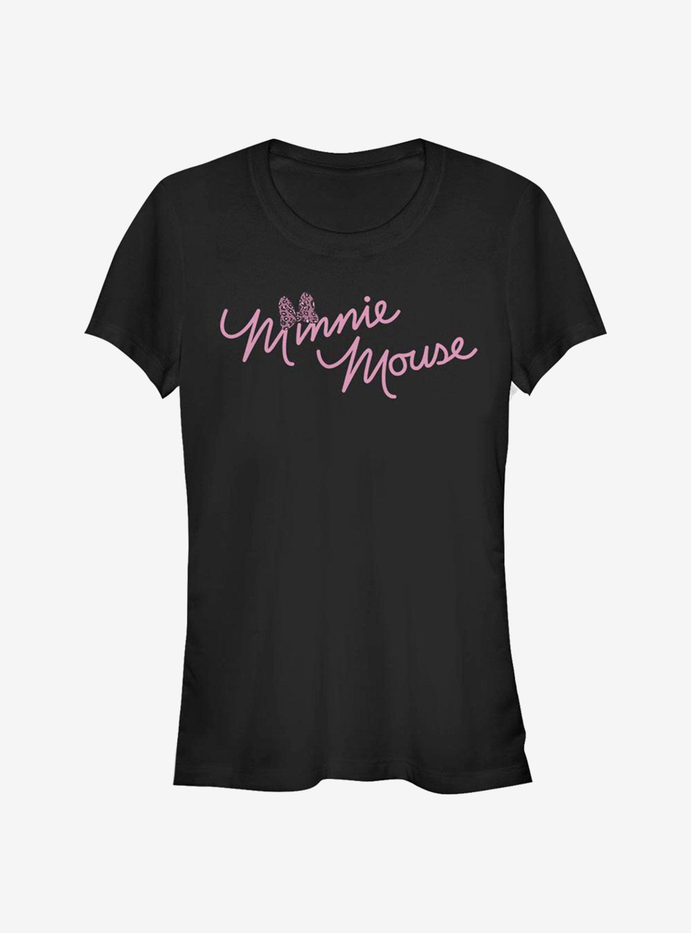 Disney Minnie Mouse Cursive Bow Girls T-Shirt, BLACK, hi-res