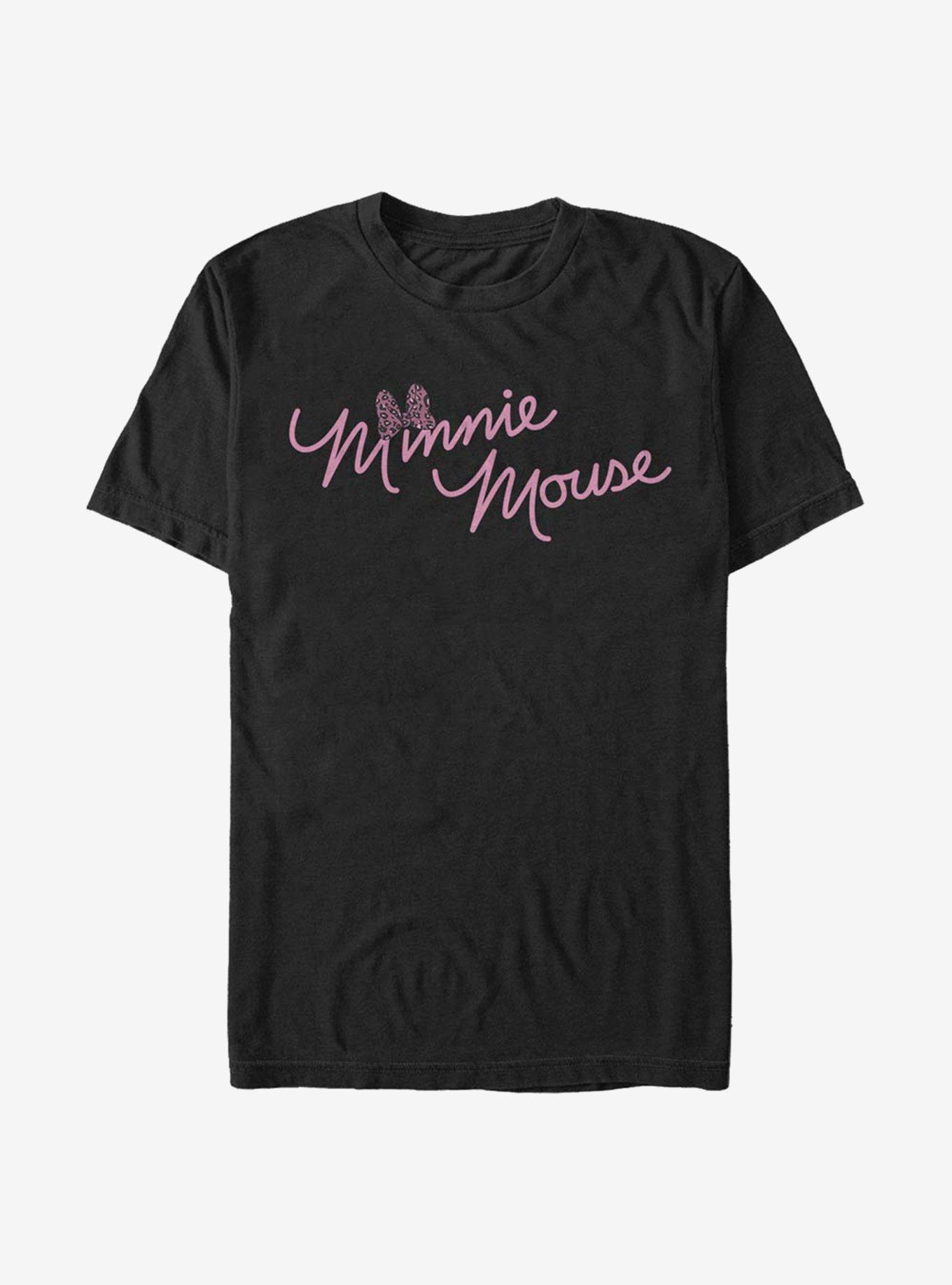 Disney Minnie Mouse Cursive Bow T-Shirt, BLACK, hi-res