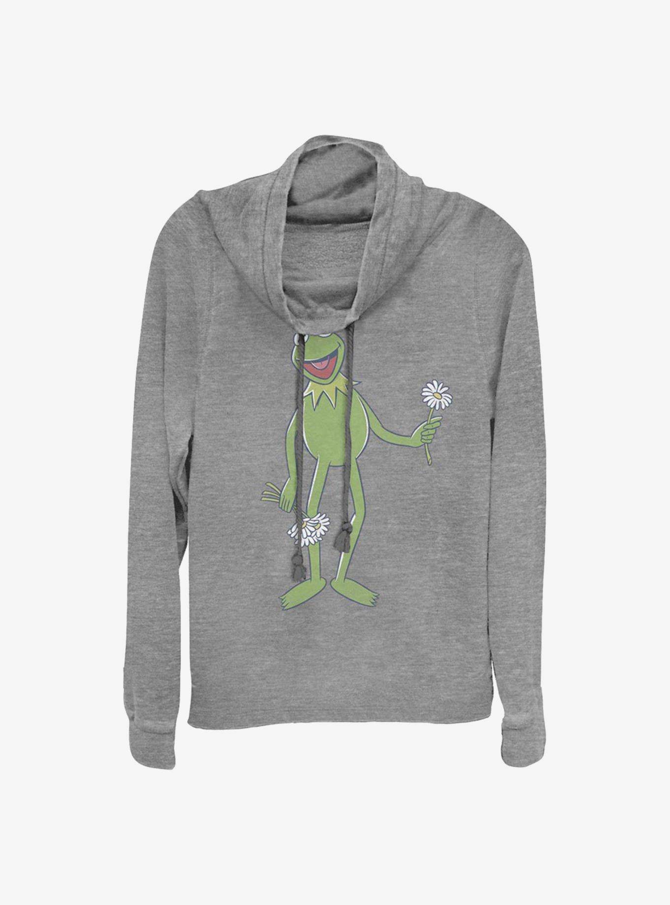 Disney The Muppets Big Kermit Cowlneck Long-Sleeve Girls Top, GRAY HTR, hi-res