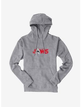 Universal Jaws Font Red Shark Hoodie, HEATHER GREY, hi-res