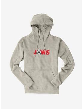 Universal Jaws Font Red Shark Hoodie, OATMEAL HEATHER, hi-res