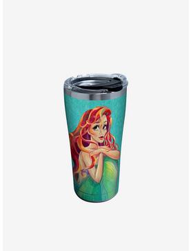 Plus Size Disney The Little Mermaid Ariel Crosshatch 20oz Stainless Steel Tumbler With Lid, , hi-res