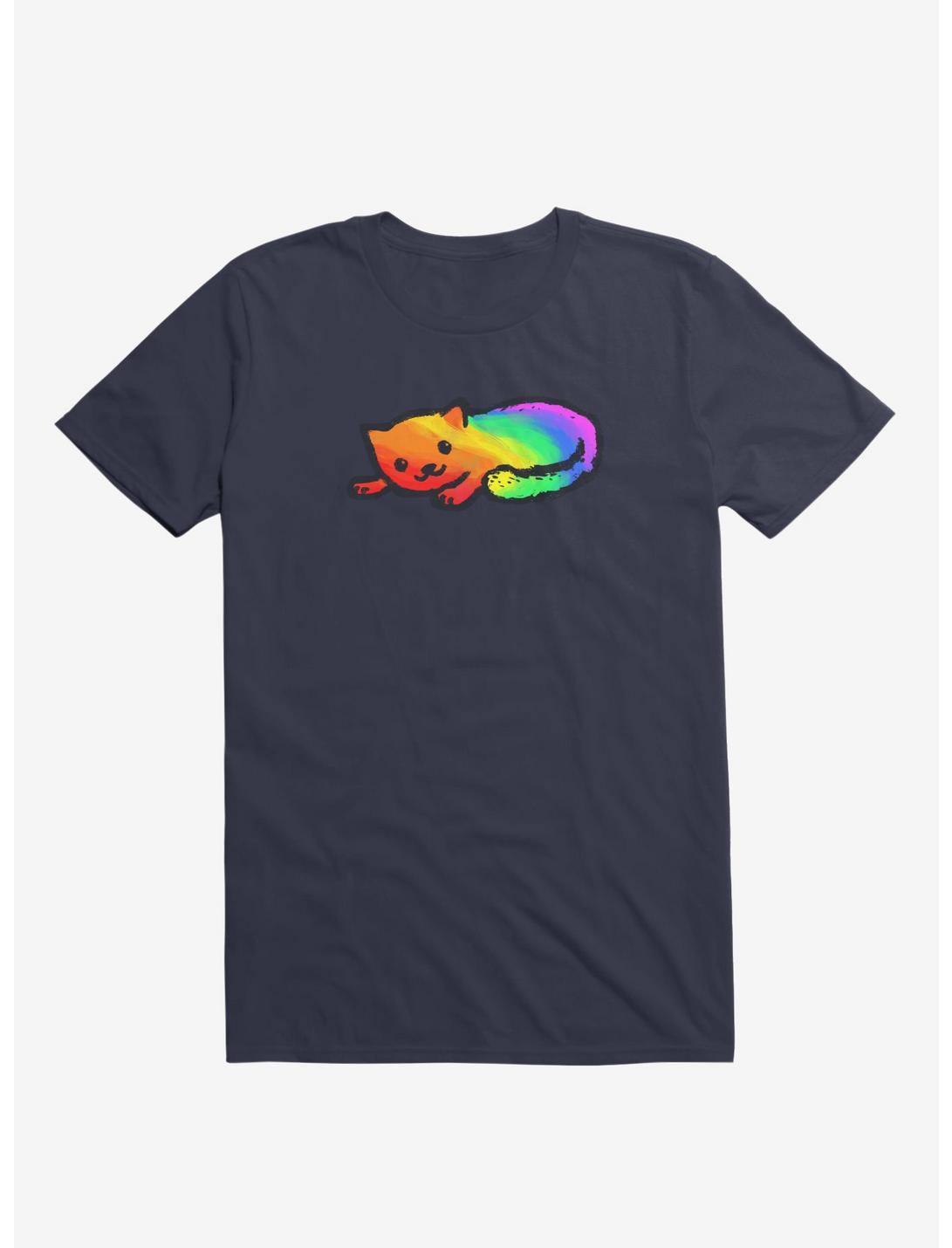 Rainbow Cat T-Shirt, NAVY, hi-res