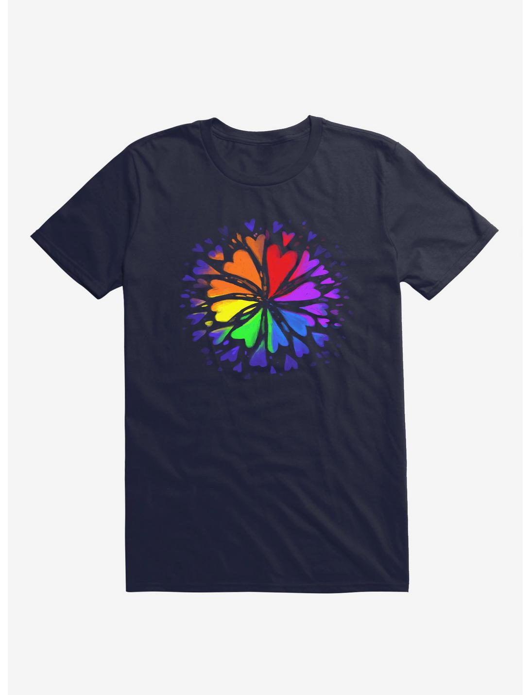 Rainbow Flower T-Shirt, NAVY, hi-res