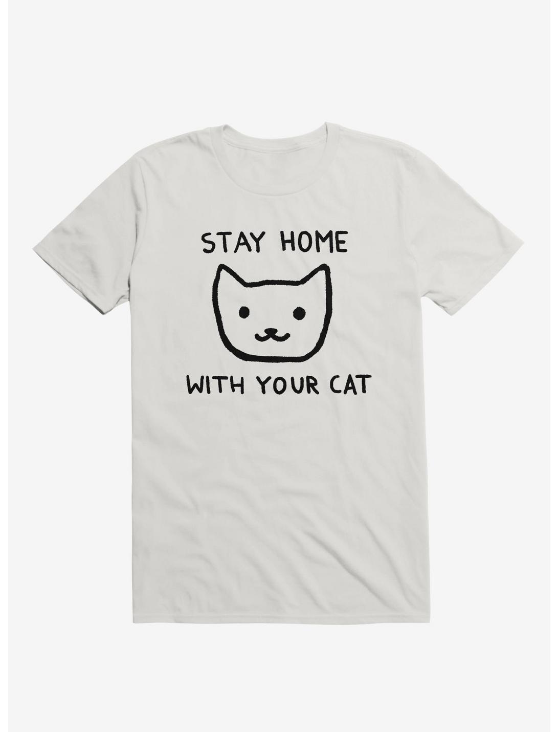 Stay Home With Your Cat T-Shirt, WHITE, hi-res