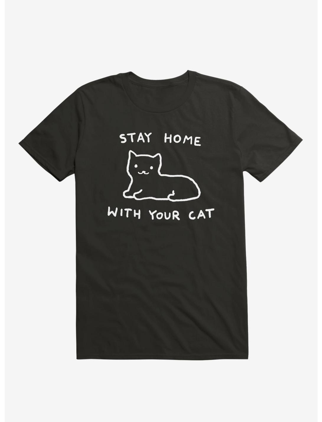 Stay Home With Your Cat T-Shirt, BLACK, hi-res