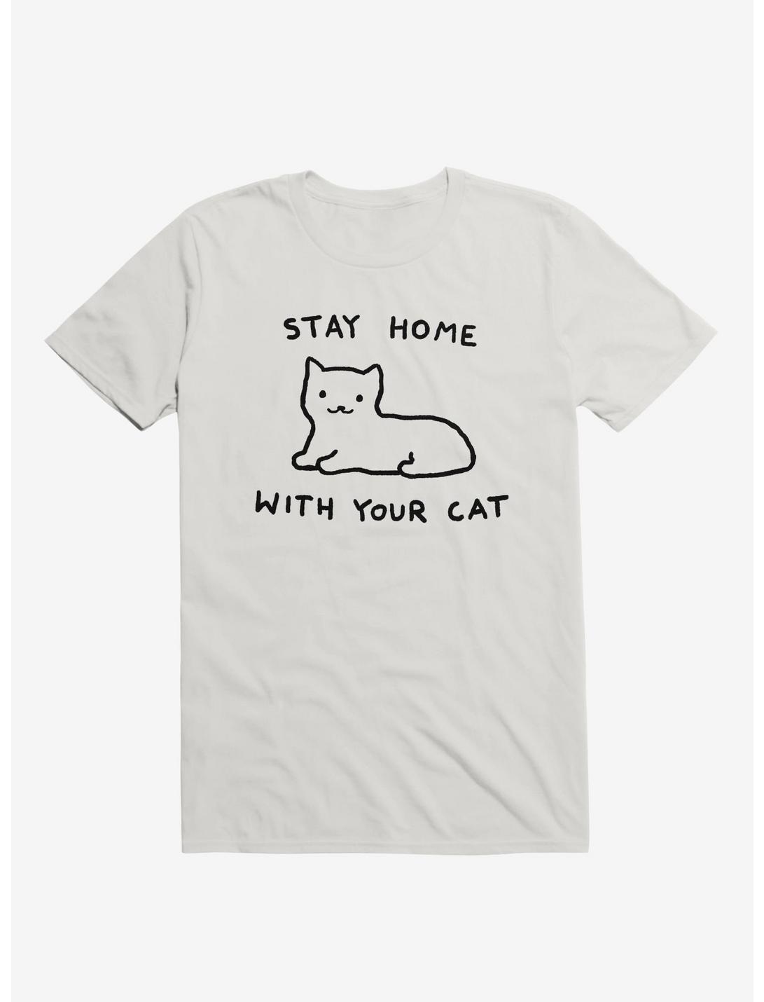 Stay Home With Your Cat T-Shirt, WHITE, hi-res