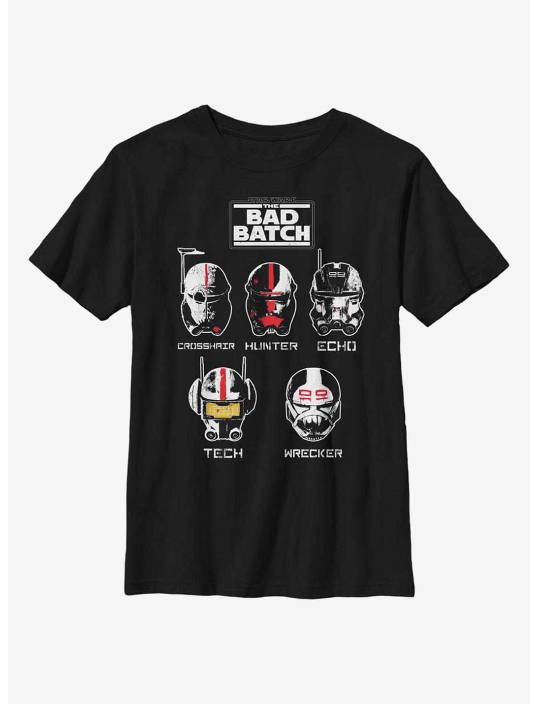 Star Wars: The Bad Batch Helmet Group Youth T-Shirt, BLACK, hi-res