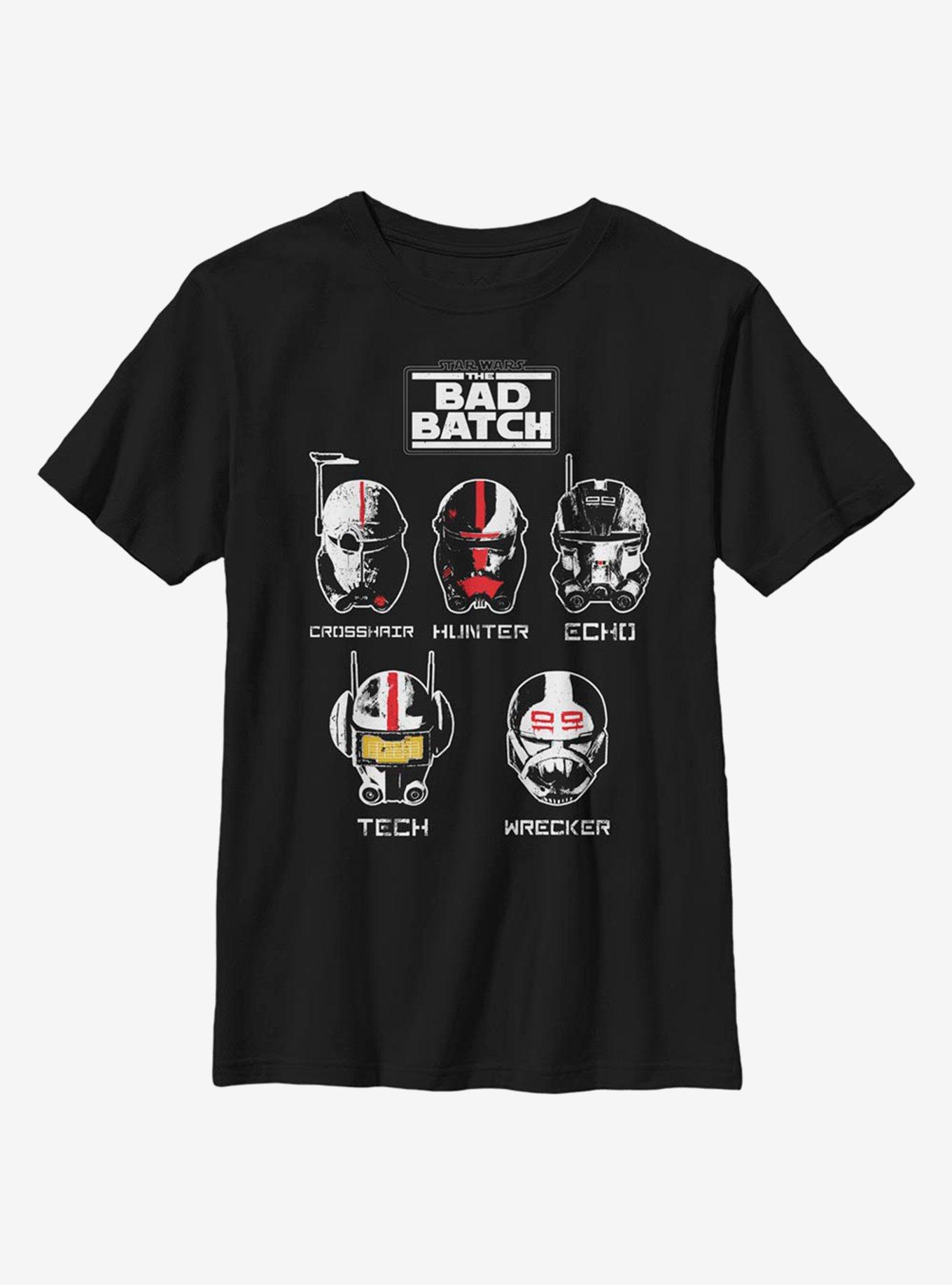 Star Wars: The Bad Batch Helmet Group Youth T-Shirt, BLACK, hi-res