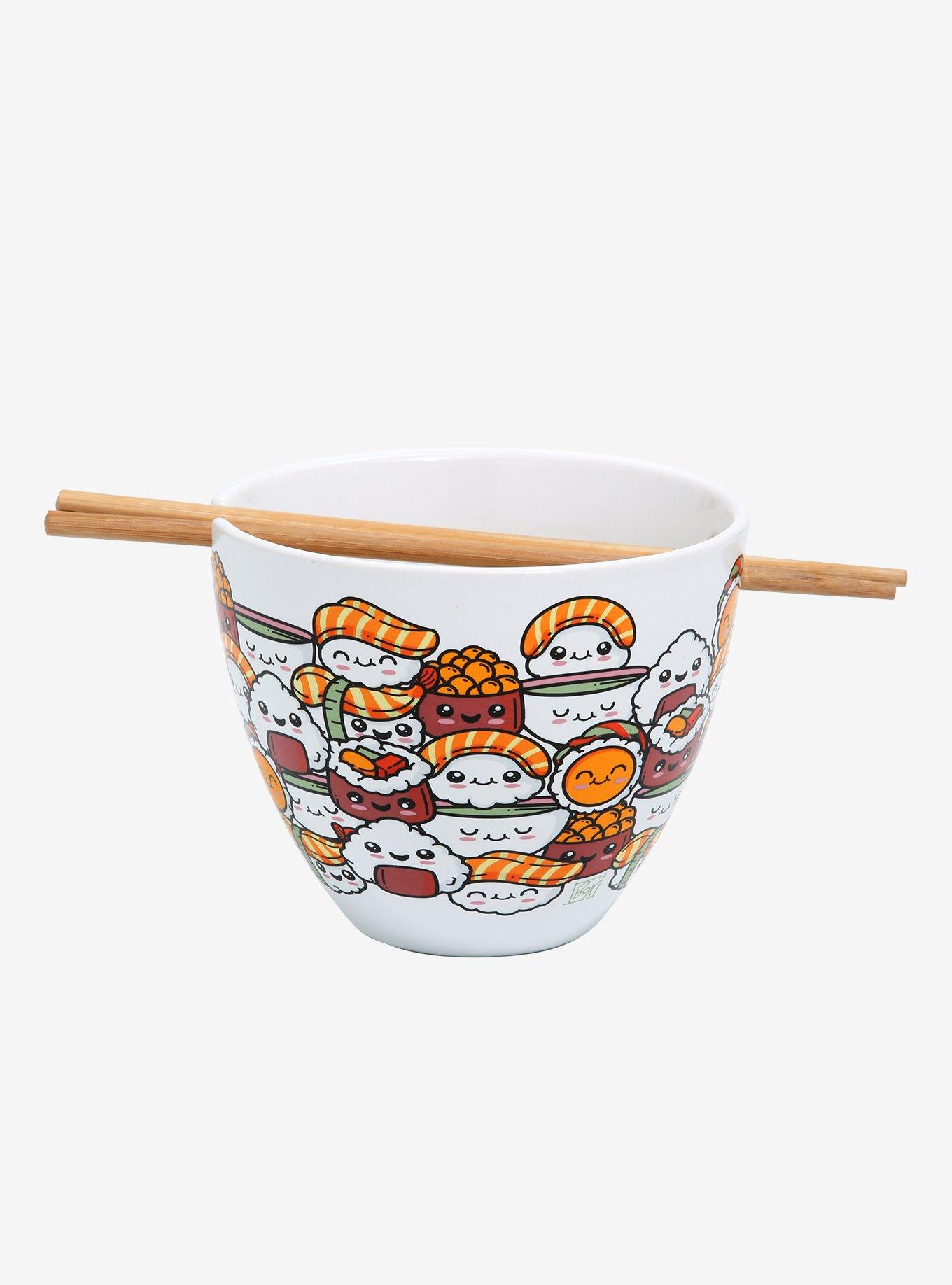 Kawaii Chibi Sushi Ramen Bowl with Chopsticks, , hi-res