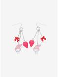 My Melody Strawberry Bows Drop Earrings, , hi-res