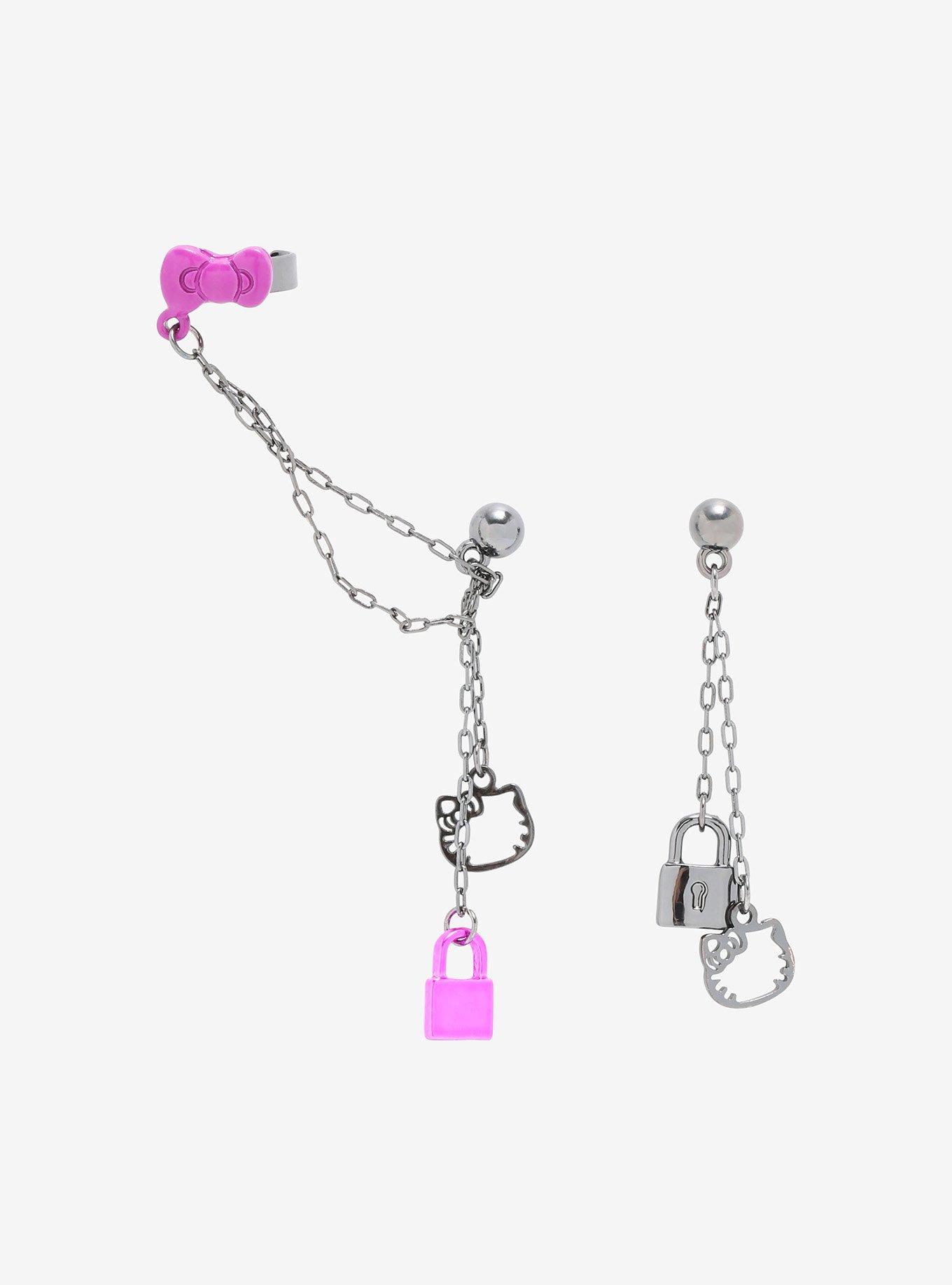Hello Kitty Dark Silhouette Cuff Earring Set, , hi-res
