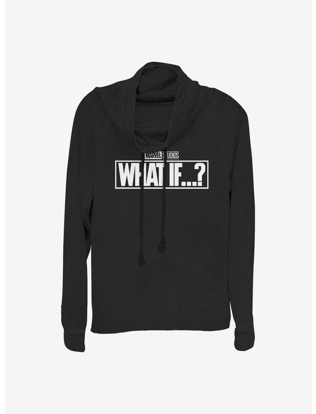 Marvel What If...? Black And White Cowlneck Long-Sleeve Girls Top, BLACK, hi-res