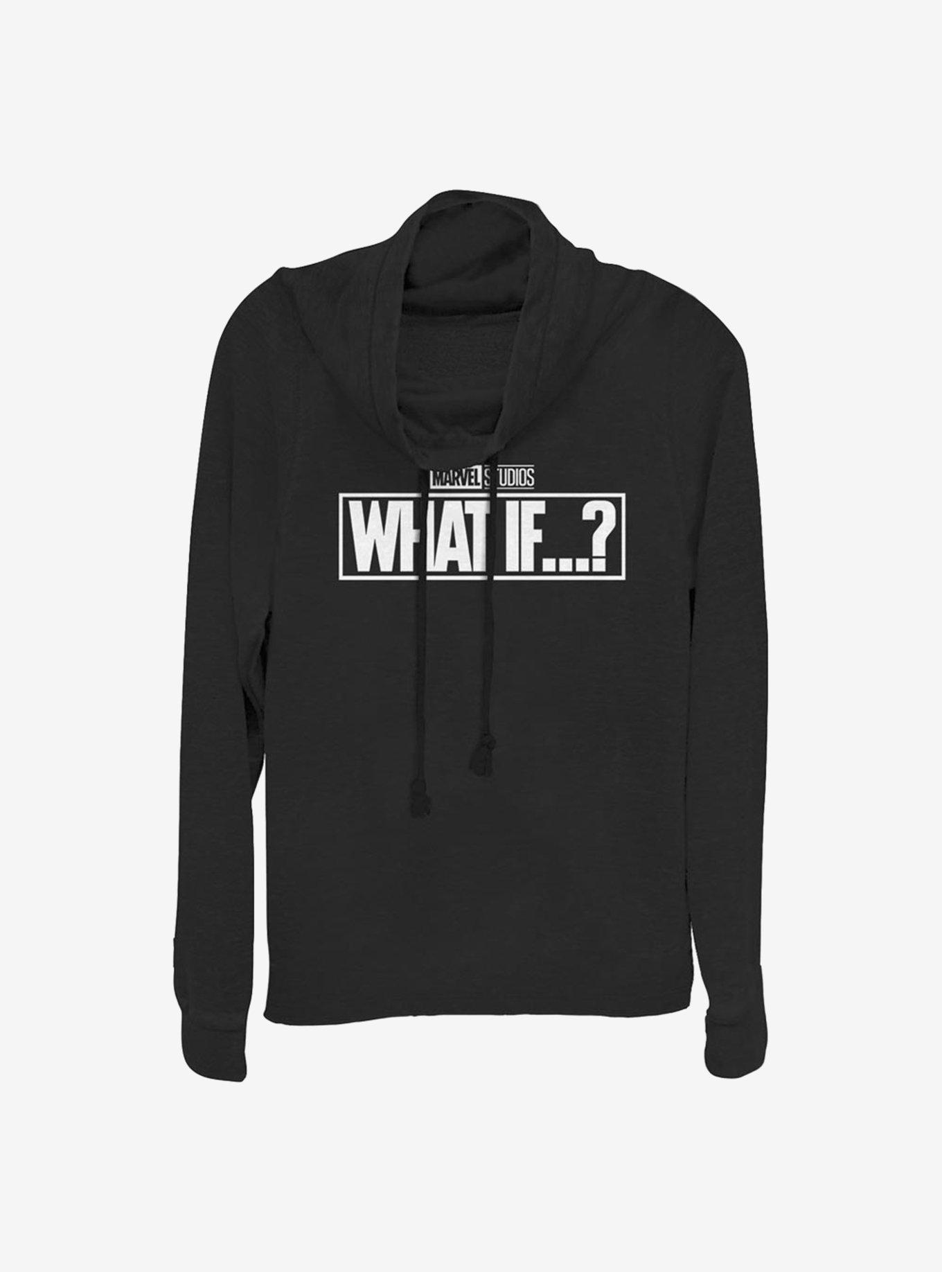 Marvel What If...? Black And White Cowlneck Long-Sleeve Girls Top, BLACK, hi-res