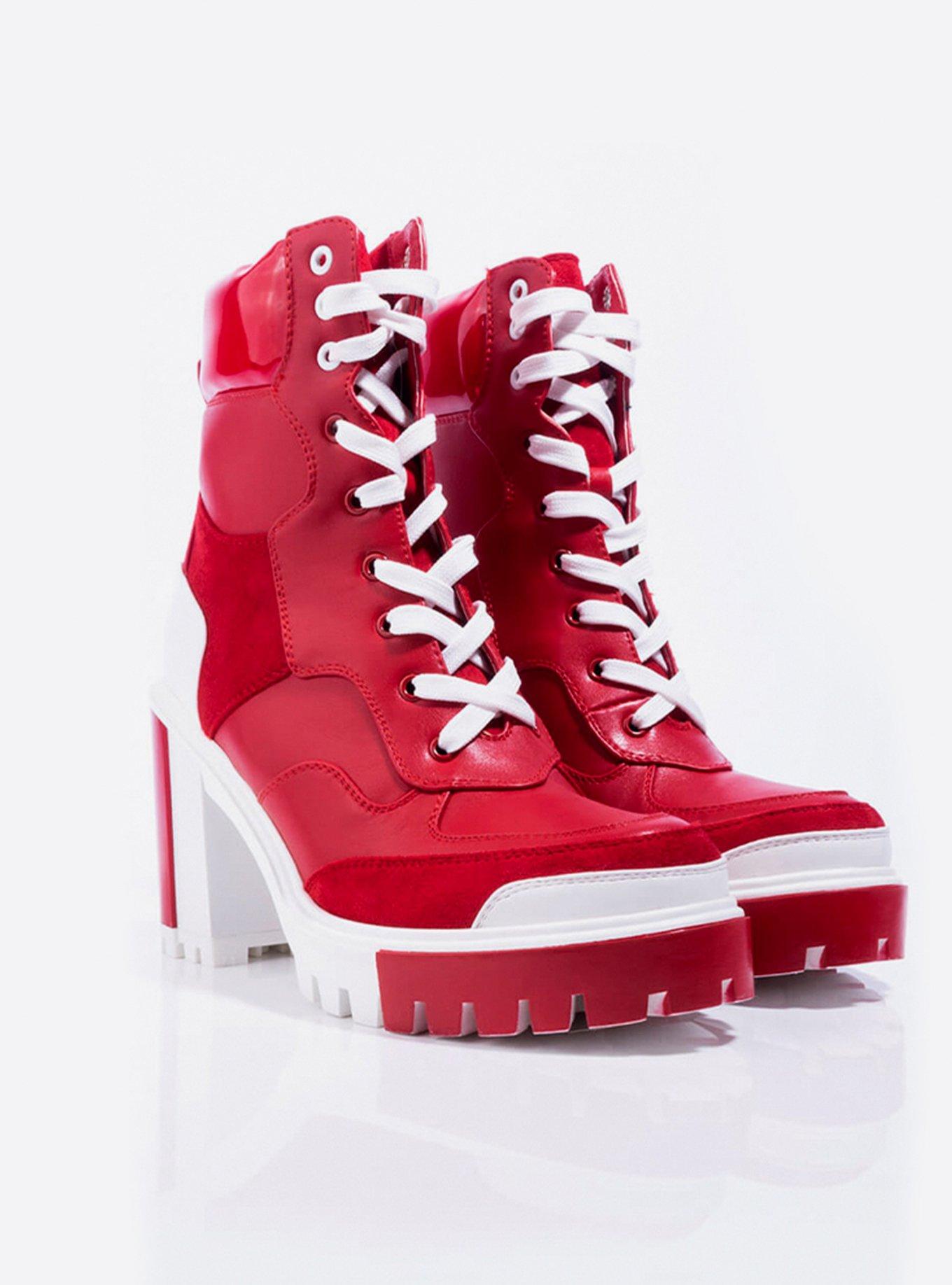 Azalea Wang Take Flight Chunky Heel Bootie, RED, hi-res