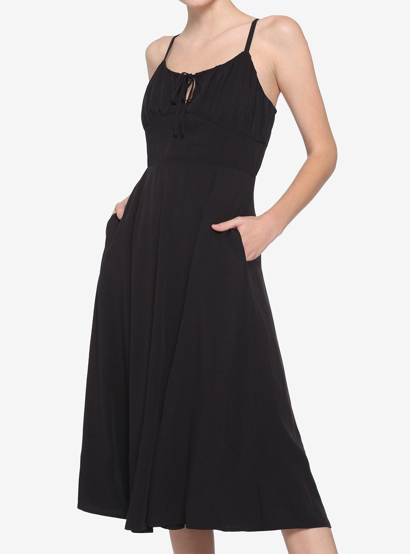 Black Empire Waist Midi Dress