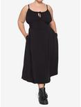 Black Empire Waist Midi Dress Plus Size, BLACK, hi-res