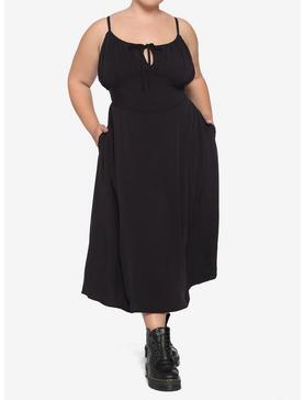 Black Empire Waist Midi Dress Plus Size, , hi-res