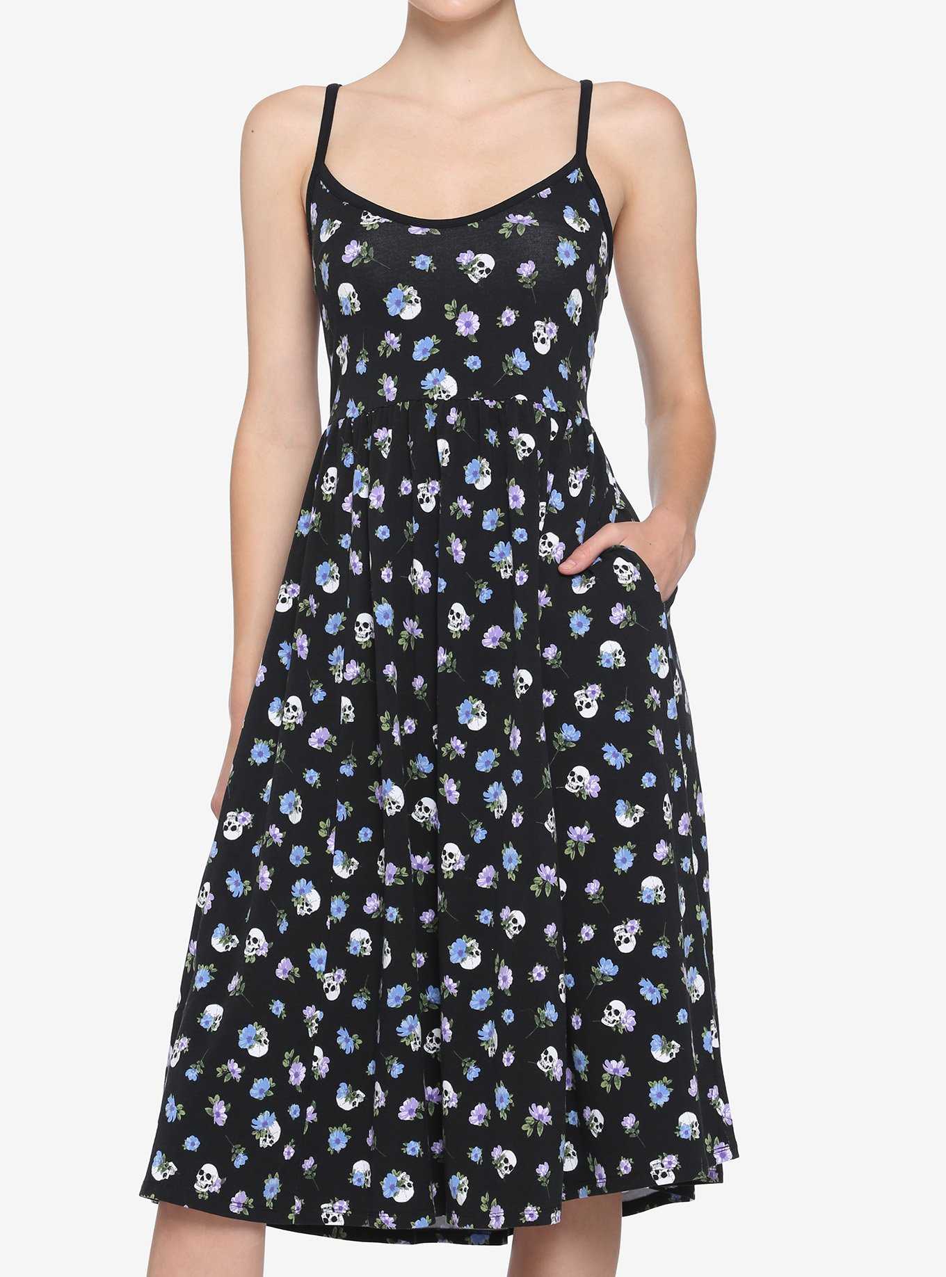 Floral Skull Midi Dress, , hi-res