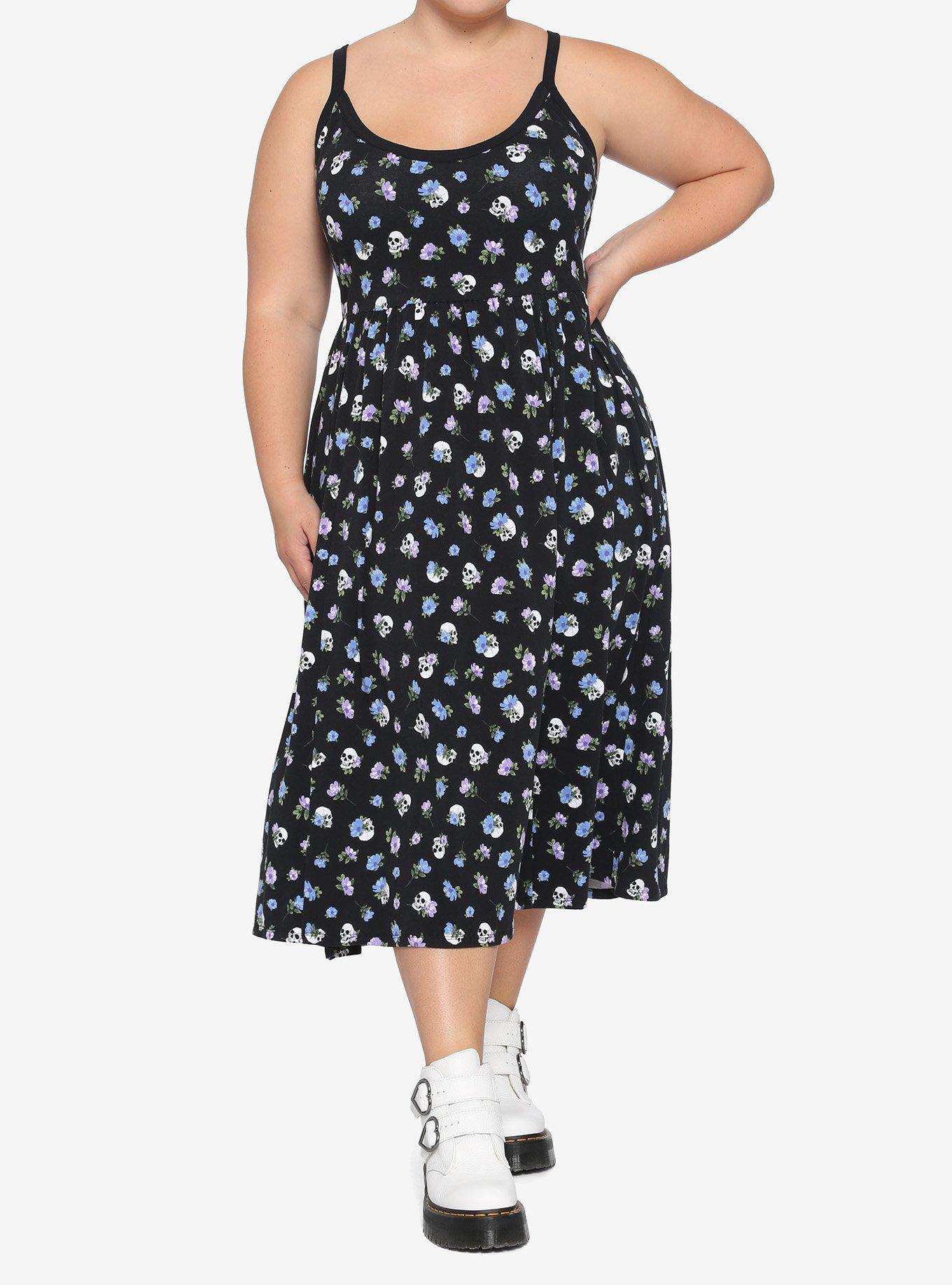 Floral Skull Midi Dress Plus Size | Hot Topic