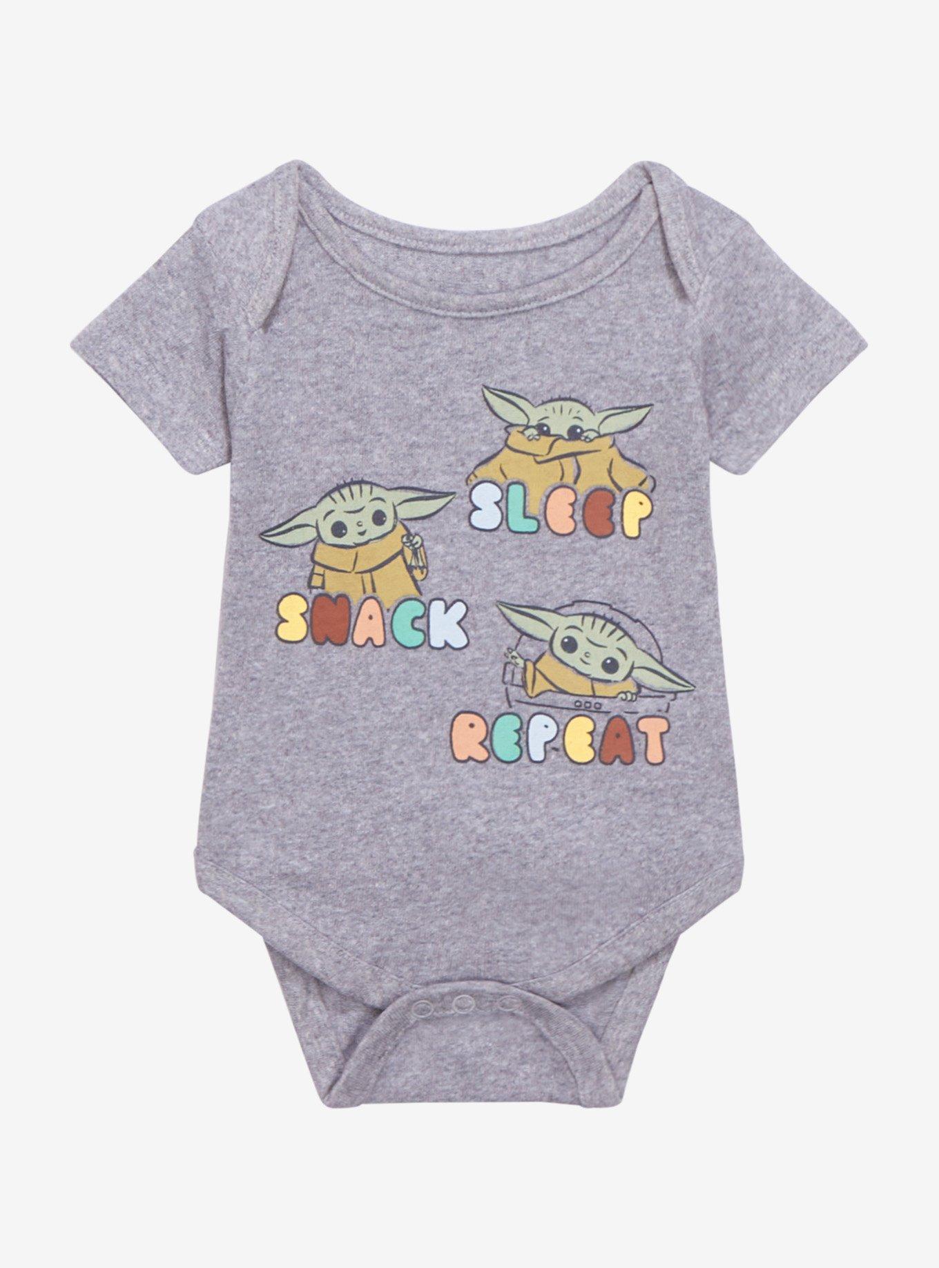 Star Wars The Mandalorian The Child Sleep Snack Repeat Infant One-Piece - BoxLunch Exclusive, GREY, hi-res