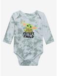Star Wars The Mandalorian The Child Long Sleeve Tie-Dye Infant One-Piece - BoxLunch Exclusive, TIE DYE, hi-res