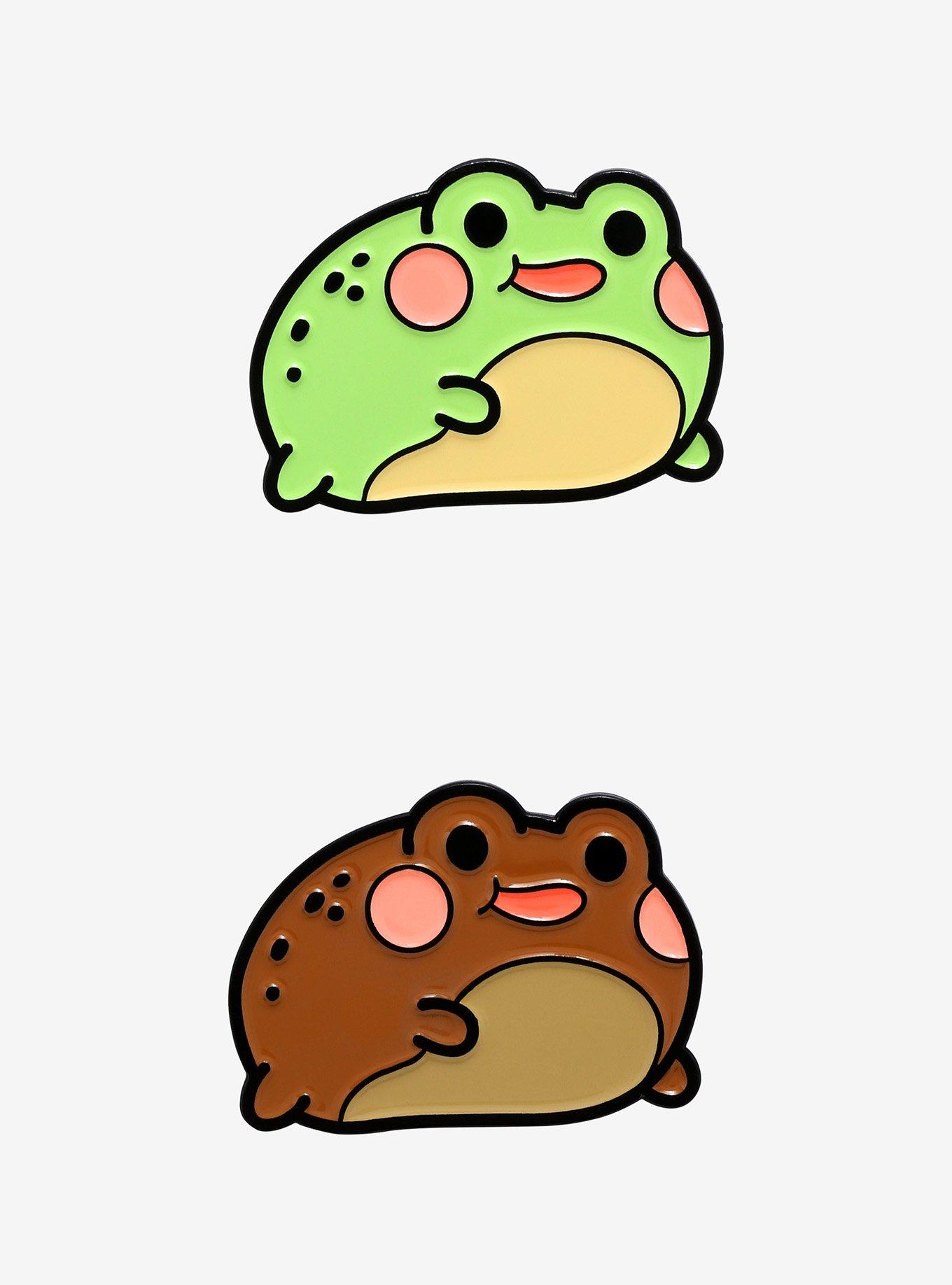 Frog Friends Green & Brown Enamel Pin Set, , hi-res