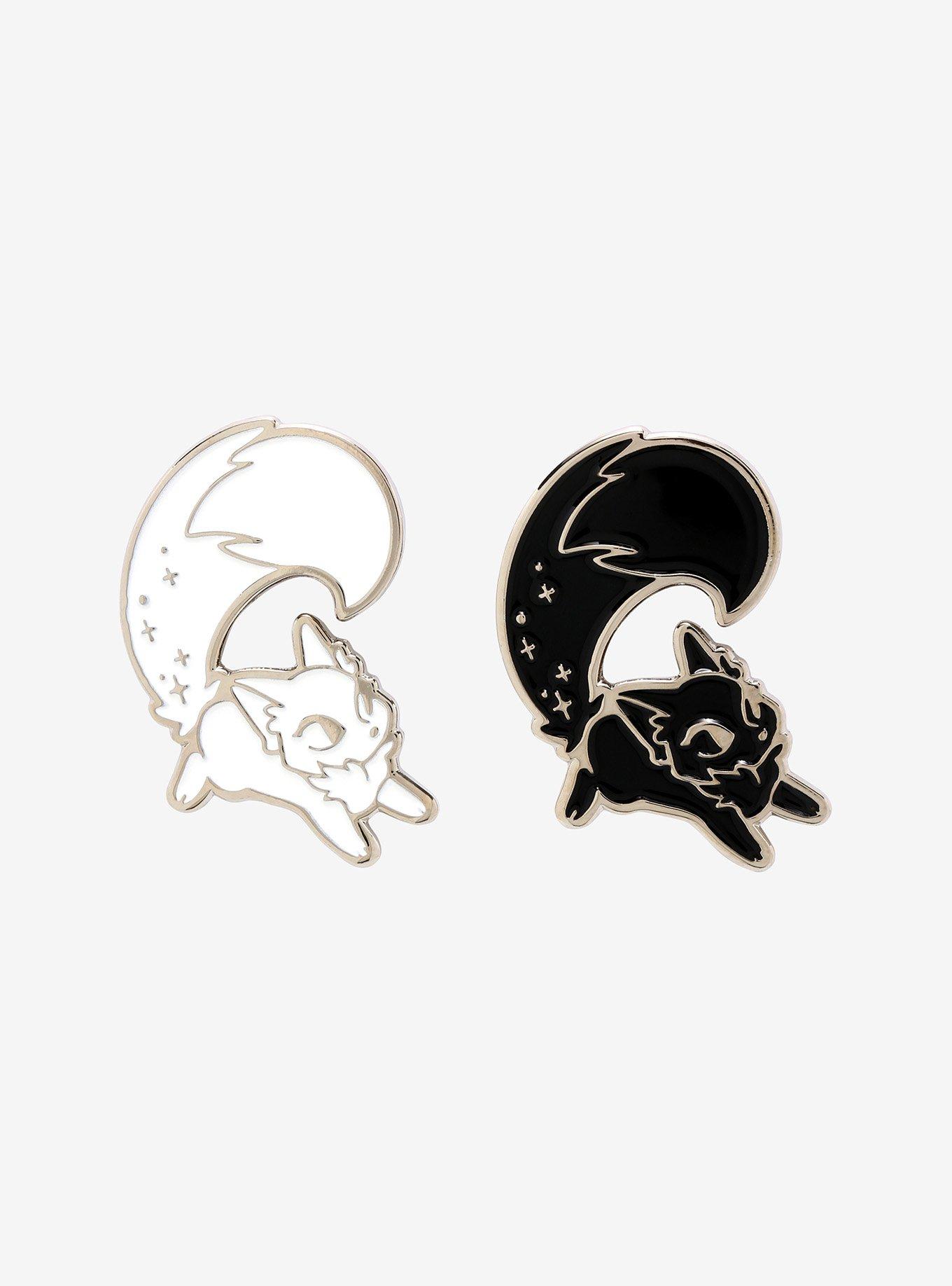 Cosmic Fox Black & White Enamel Pin Set, , hi-res