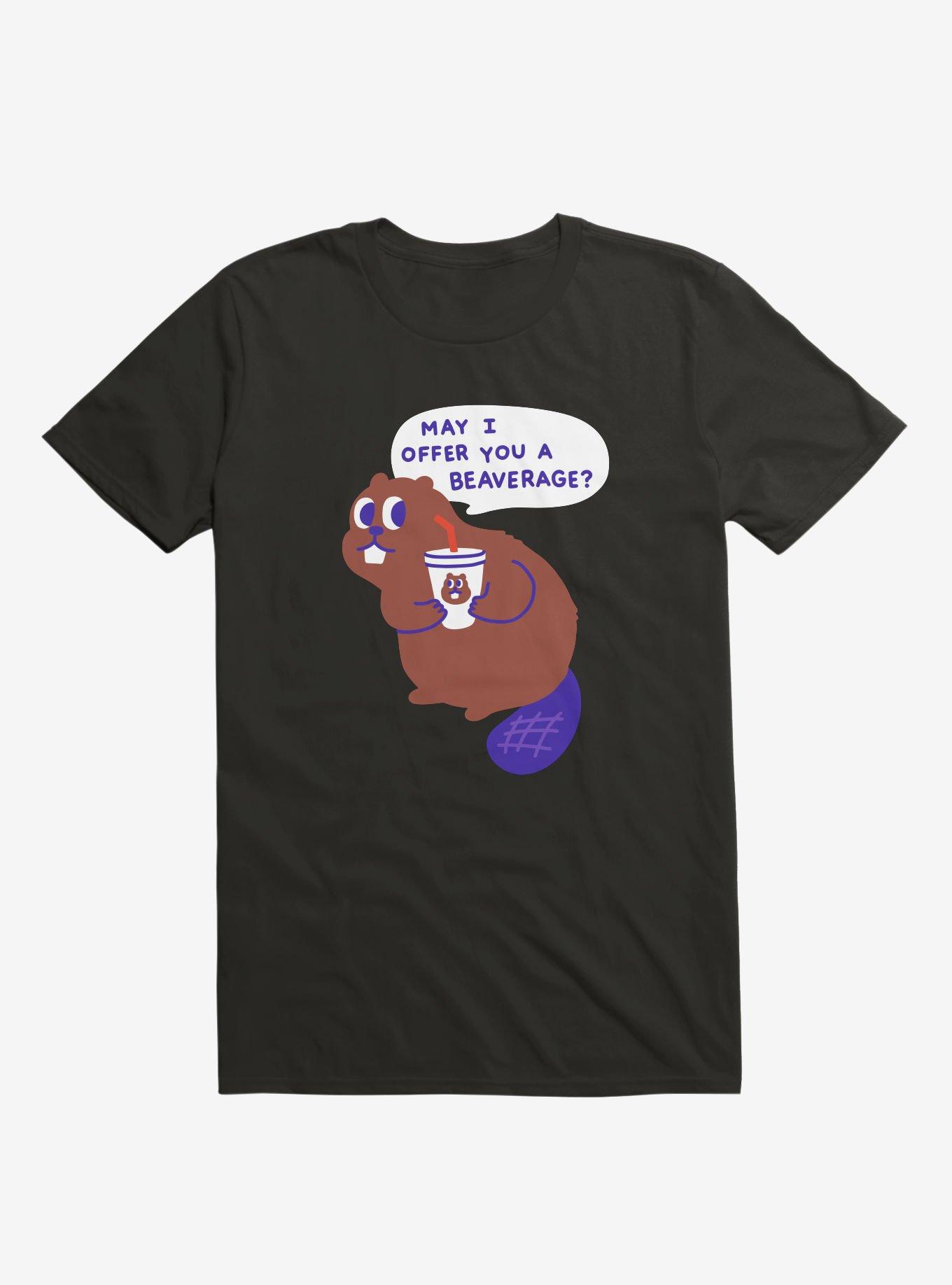 Beaver Offers A Beverage T-Shirt, BLACK, hi-res