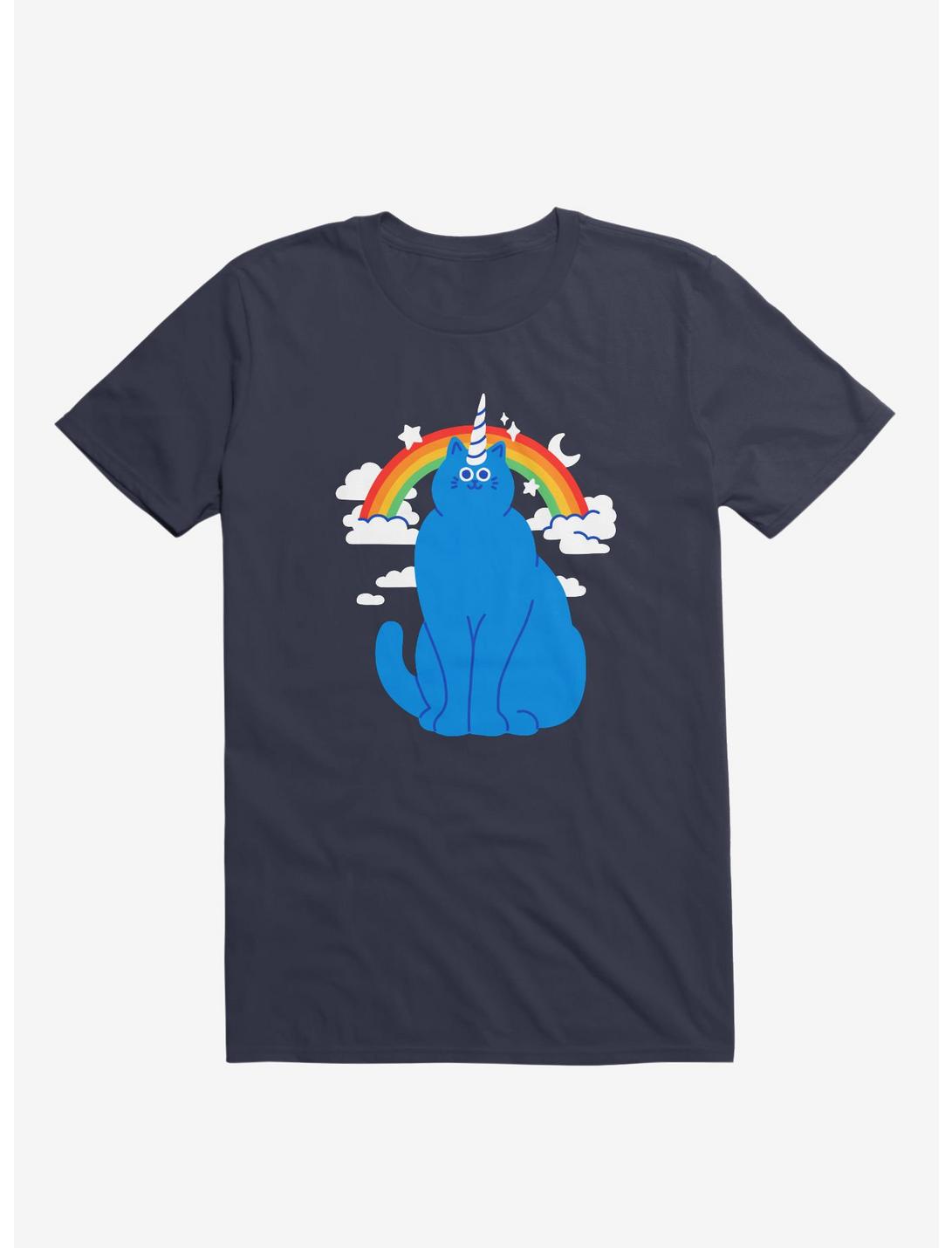 Unicorn Cat T-Shirt, NAVY, hi-res