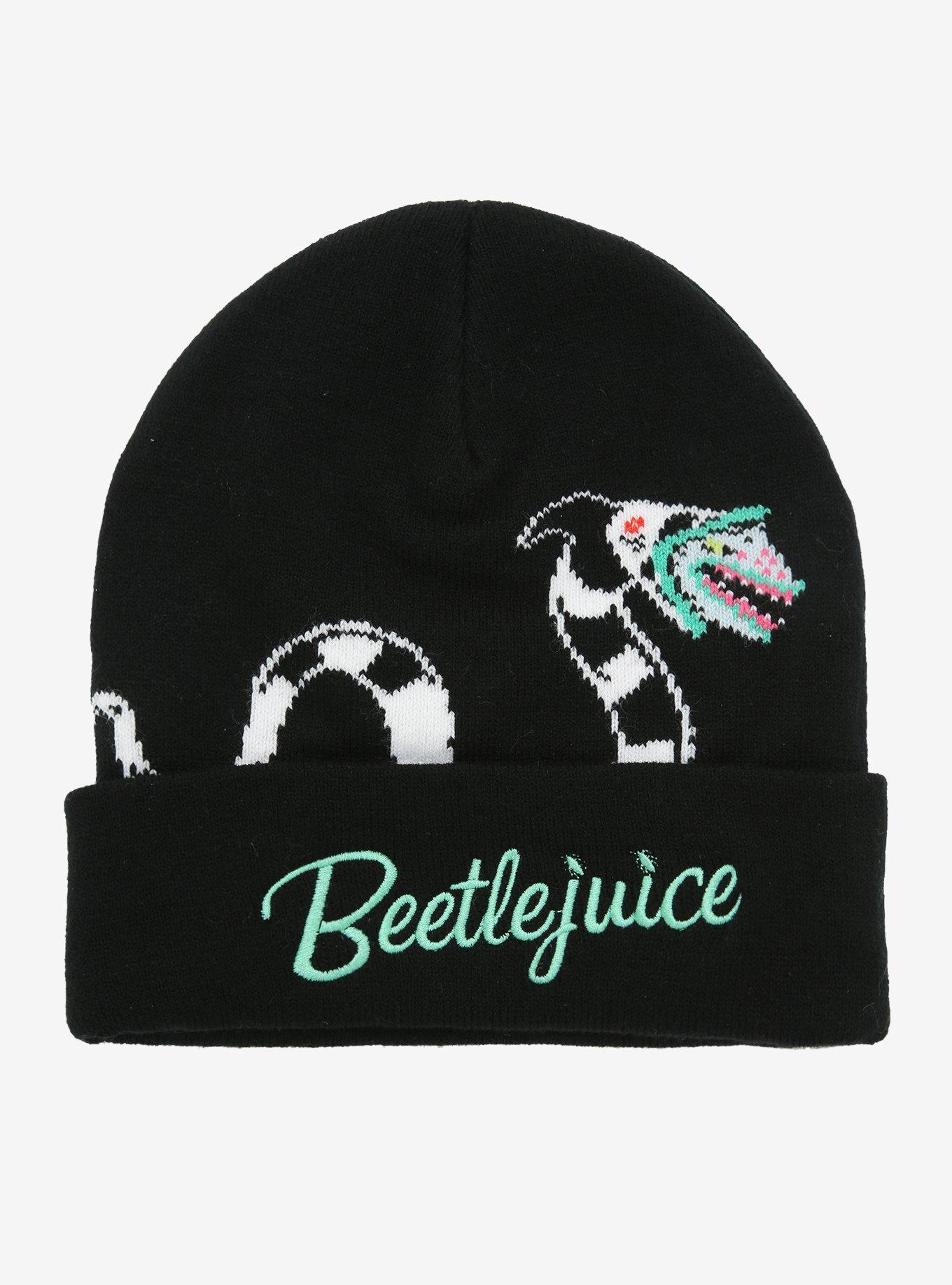 Hot topic beetlejuice beanie Beetlejuice Black & Grey Stripe Beanie | Hot Topic main image 4