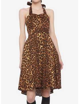 Leopard Print Halter Retro Dress, , hi-res