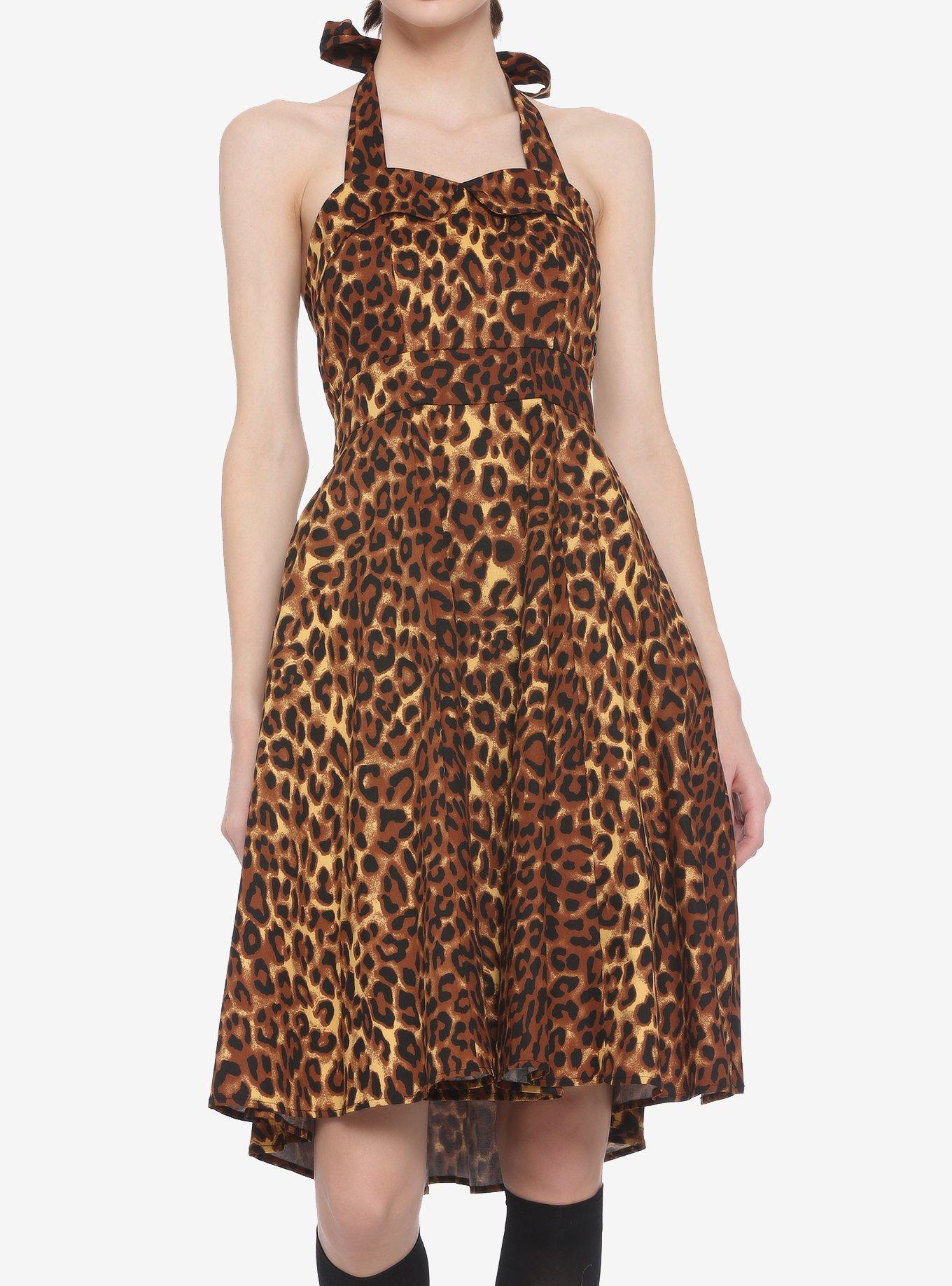 Leopard Print Halter Retro Dress, , hi-res