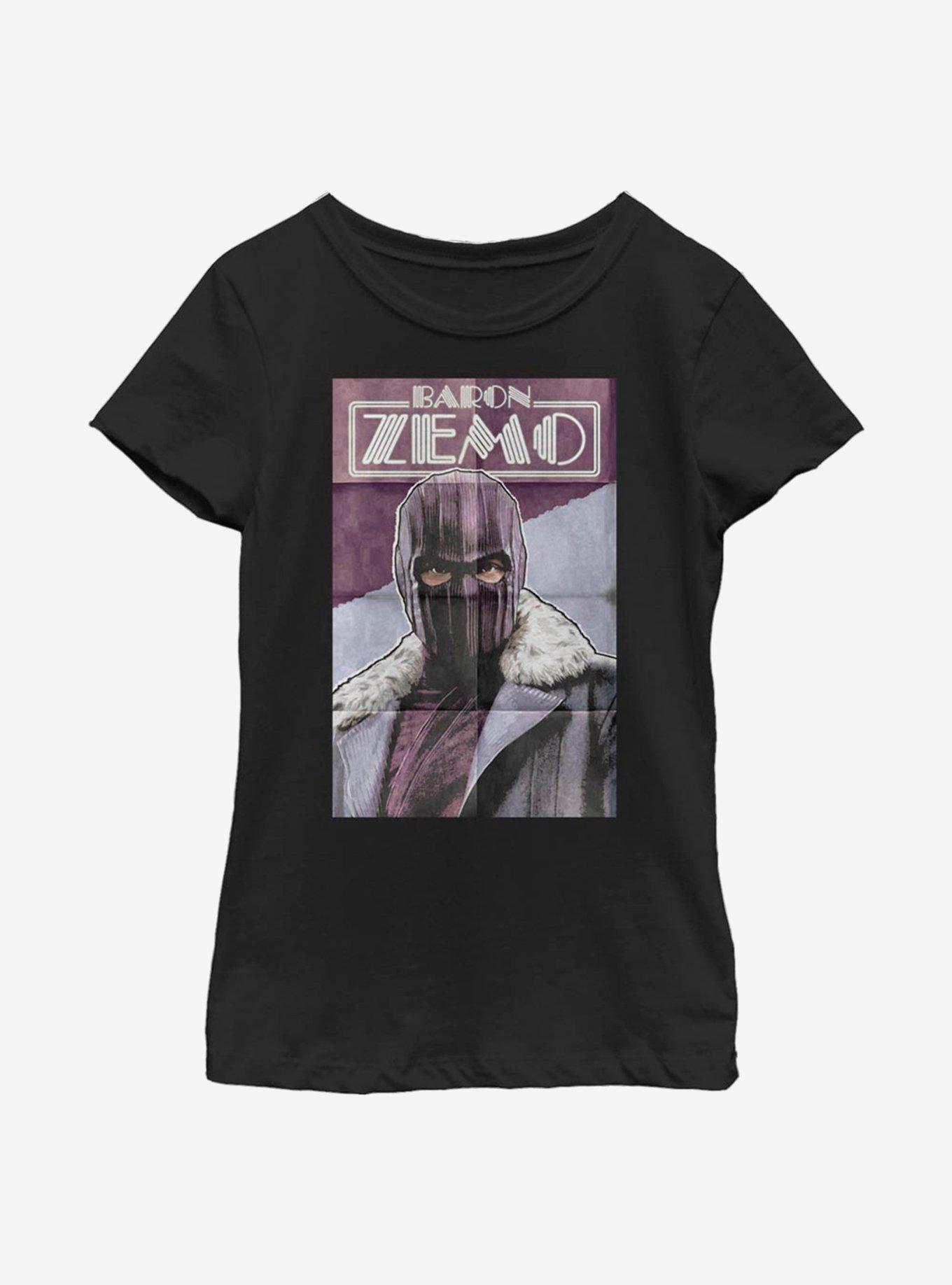 Marvel The Falcon And The Winter Soldier Zemo Poster Youth Girls T-Shirt, BLACK, hi-res