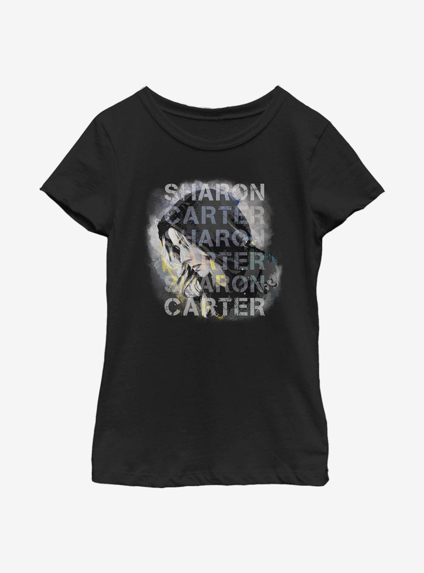 Marvel The Falcon And The Winter Soldier Carter Overlay Youth Girls T-Shirt, BLACK, hi-res