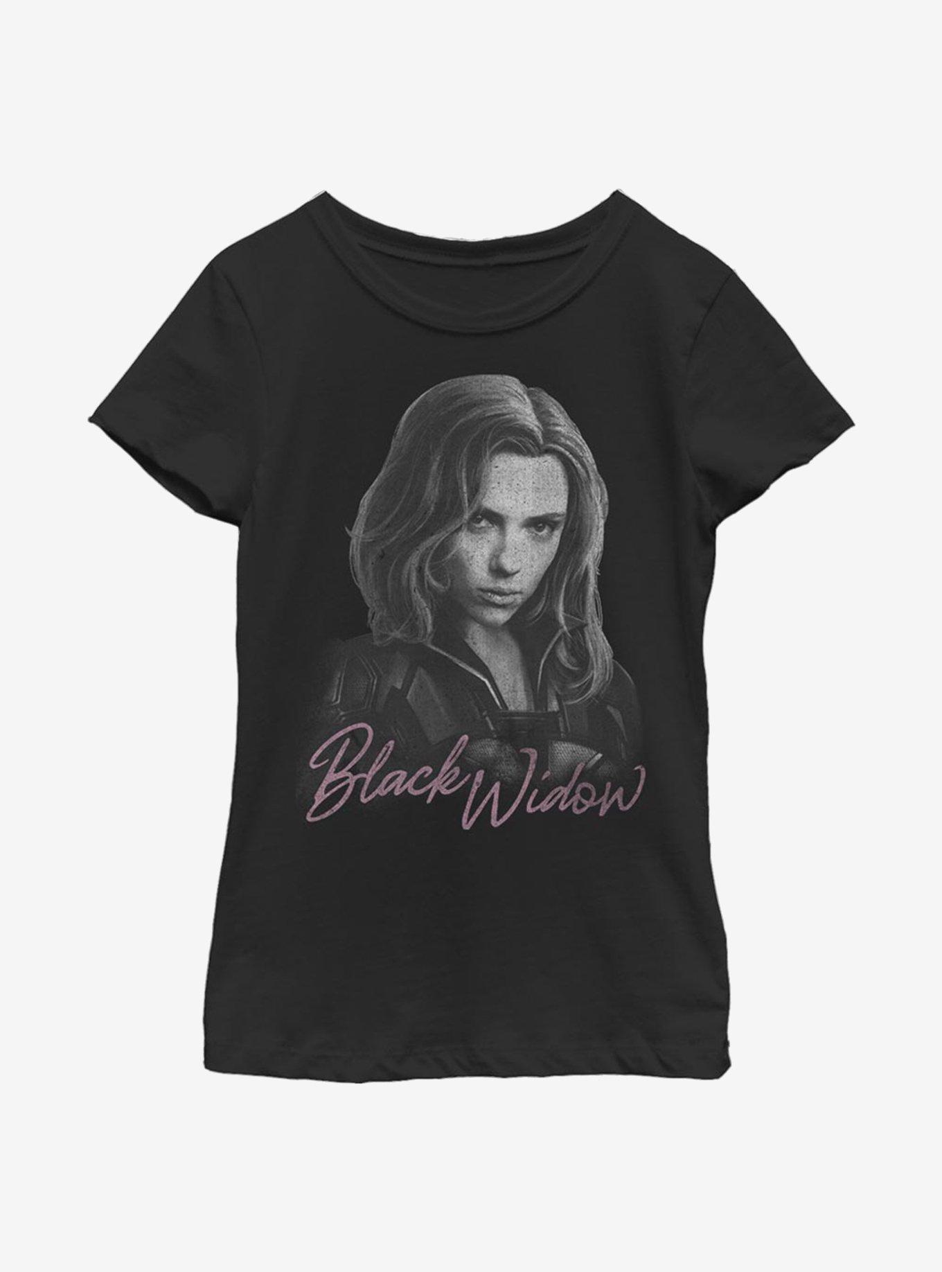 Marvel Black Widow Monochrome Youth Girls T-Shirt, BLACK, hi-res