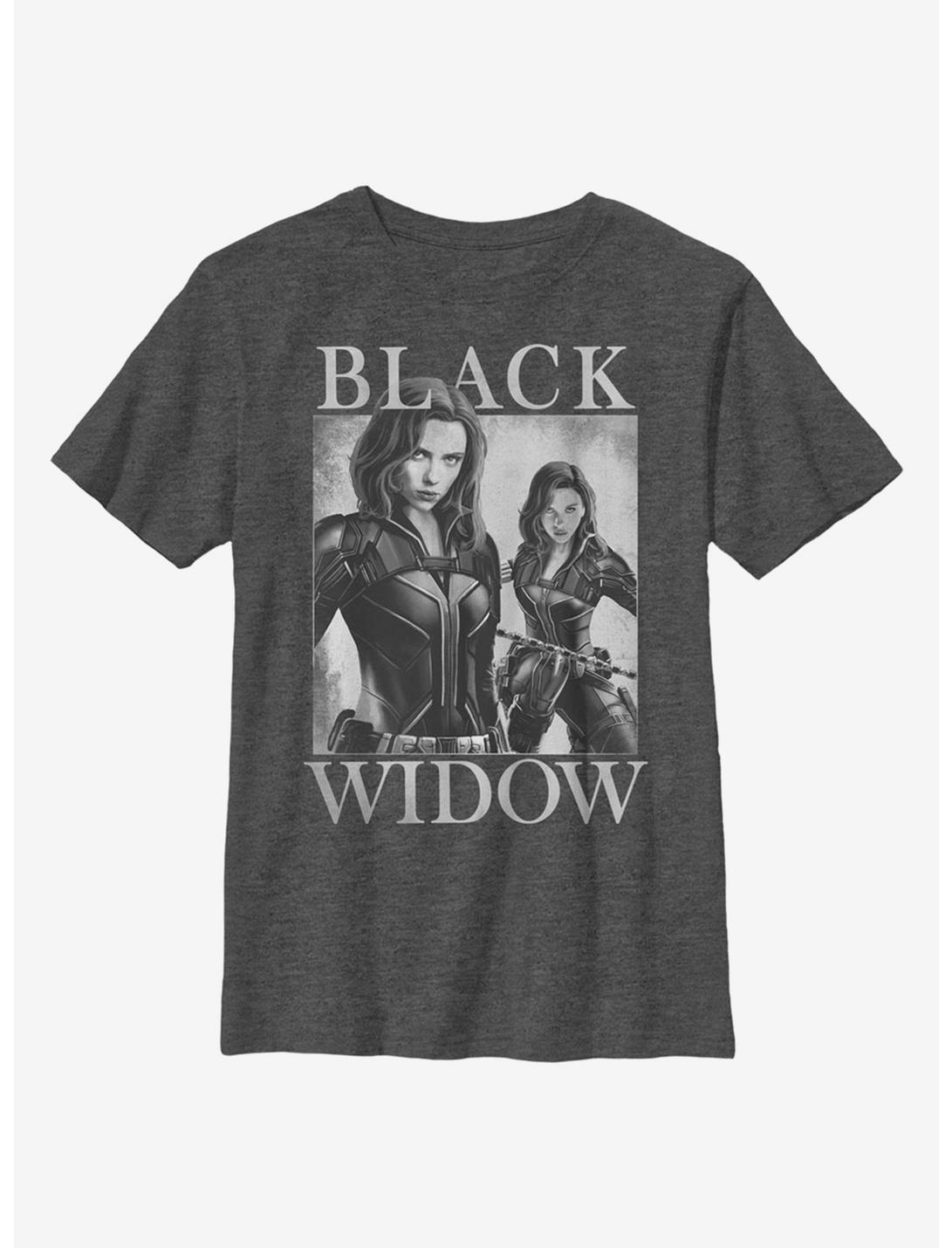 Marvel Black Widow Two Widows Mirror Youth T-Shirt, CHAR HTR, hi-res