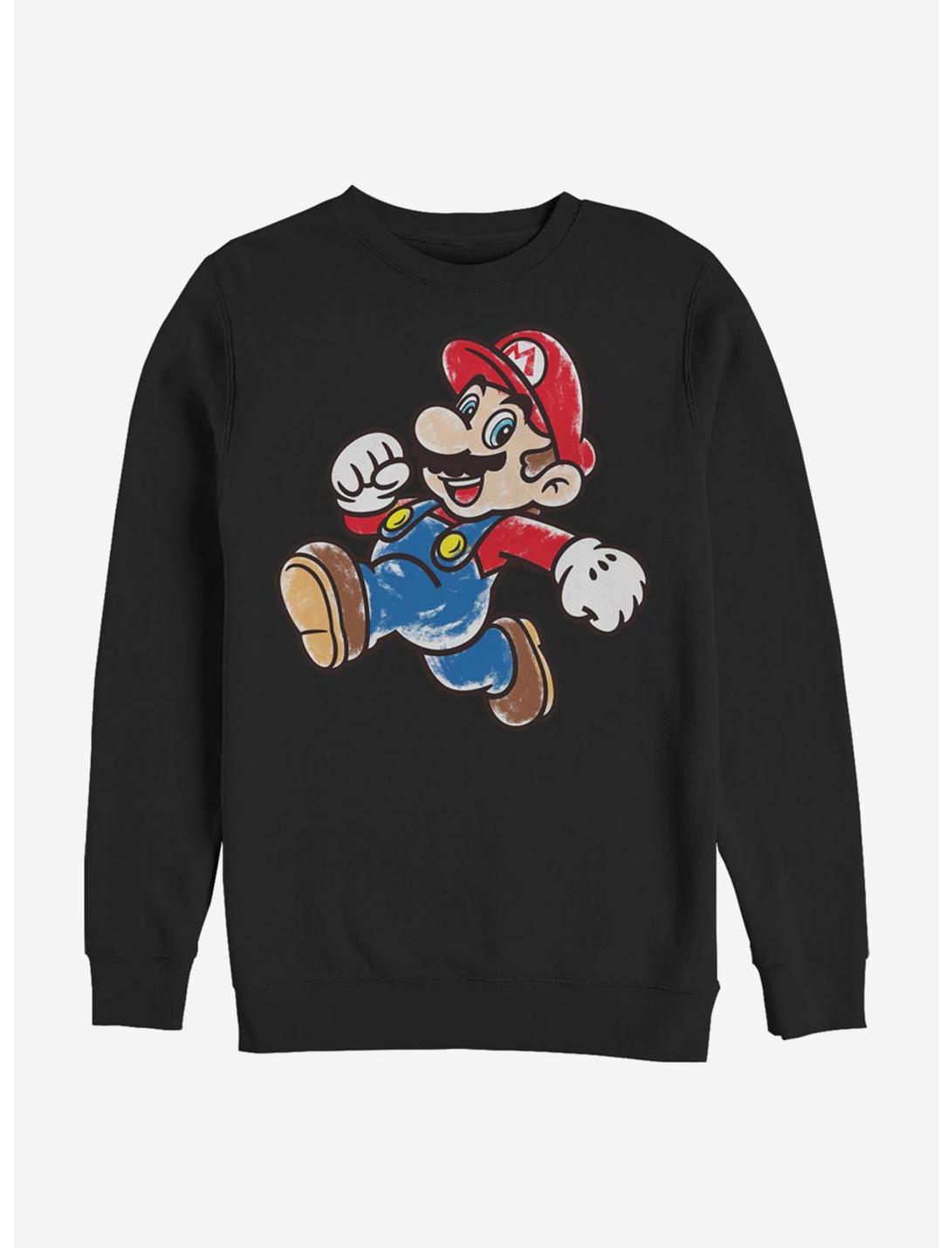 Super Mario Artsy Mario Crew Sweatshirt, BLACK, hi-res