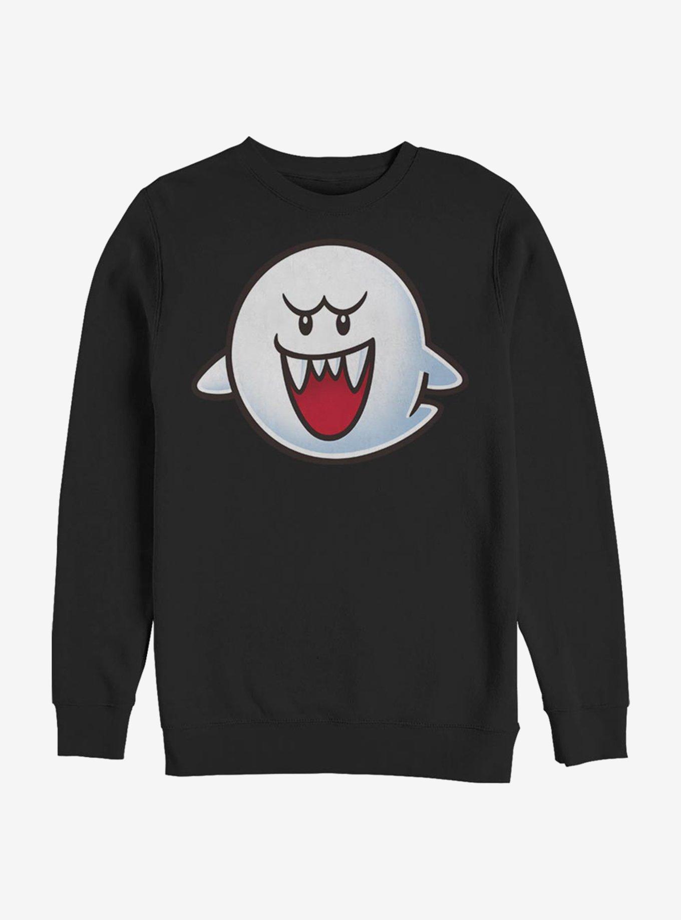 Super Mario Boo Face Crew Sweatshirt - BLACK | Hot Topic