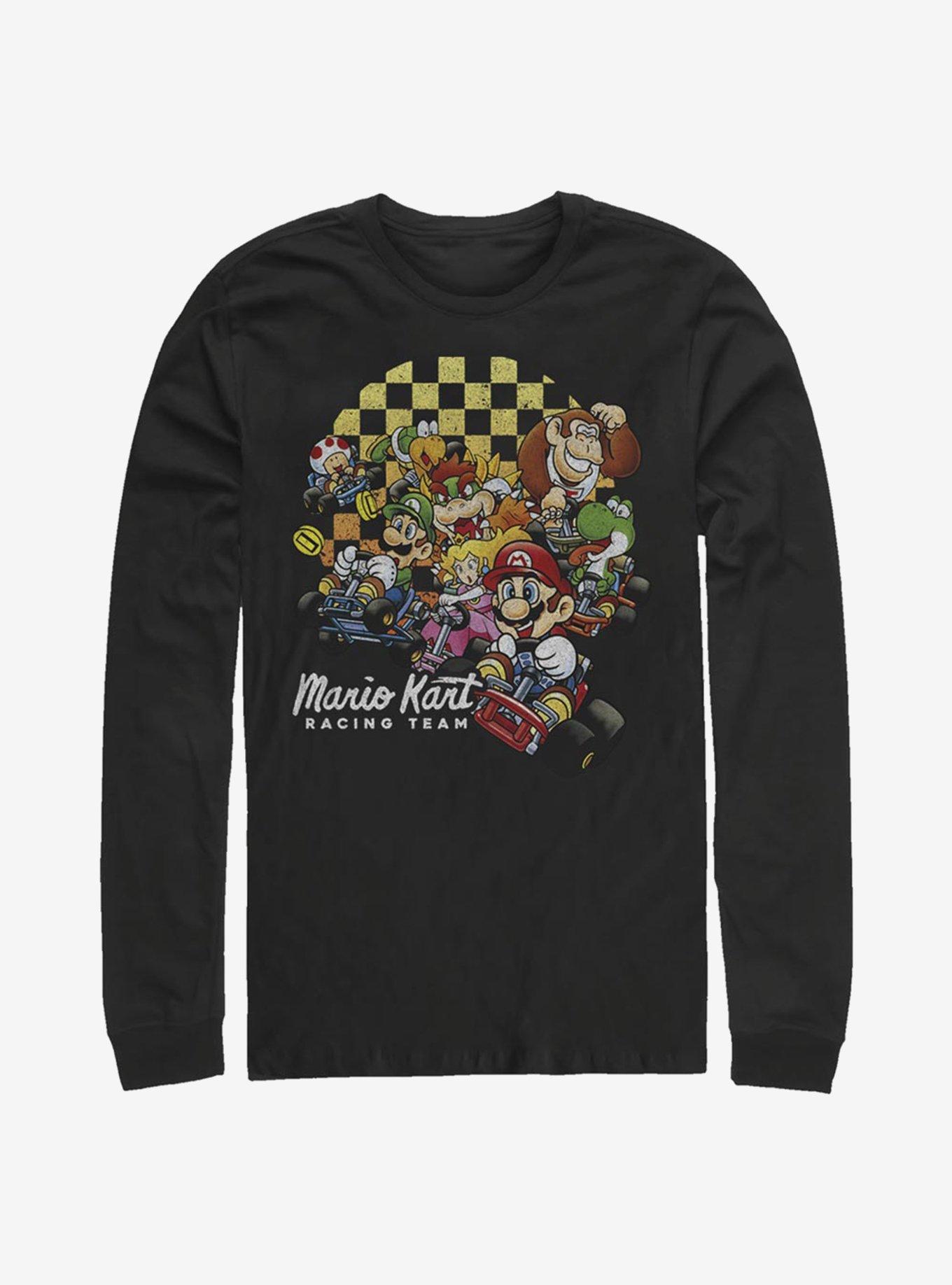 Super Mario Checkered Kart Long-Sleeve T-Shirt, , hi-res