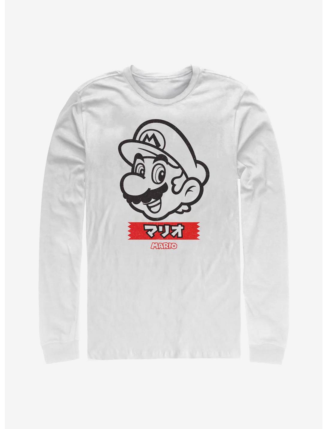 Super Mario M Print Long-Sleeve T-Shirt, WHITE, hi-res