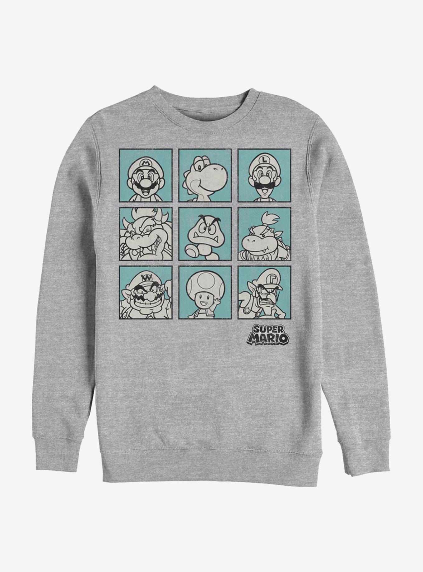 Super Mario Box Seats Crew Sweatshirt, ATH HTR, hi-res