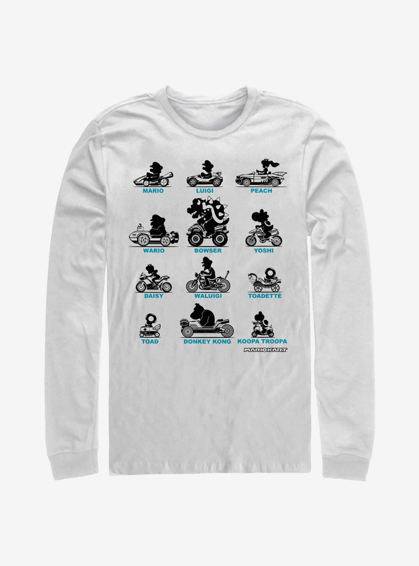 Super Mario Kart Silhouettes Long-Sleeve T-Shirt, WHITE, hi-res