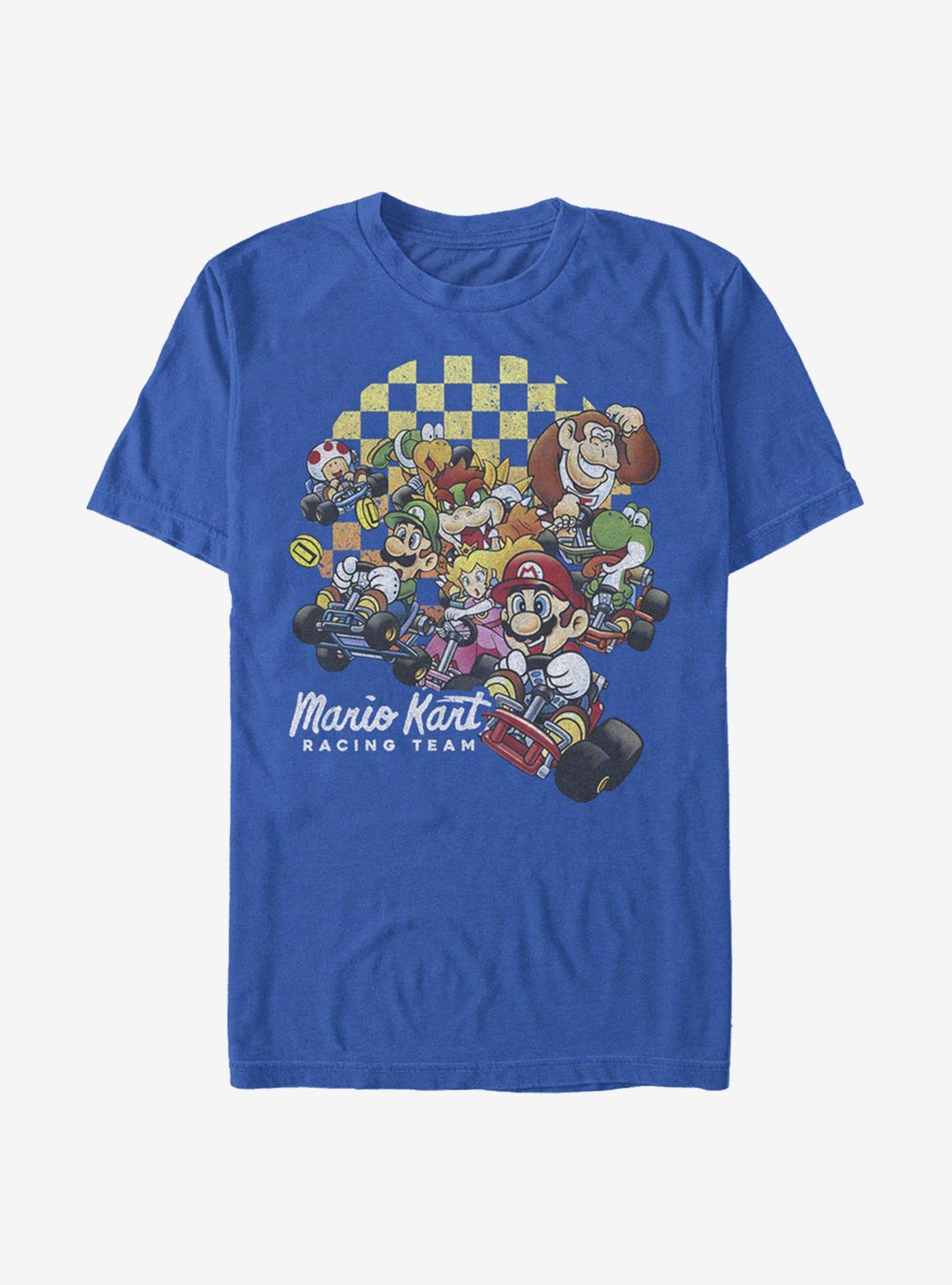 Super Mario Checkered Kart T-Shirt, ROYAL, hi-res