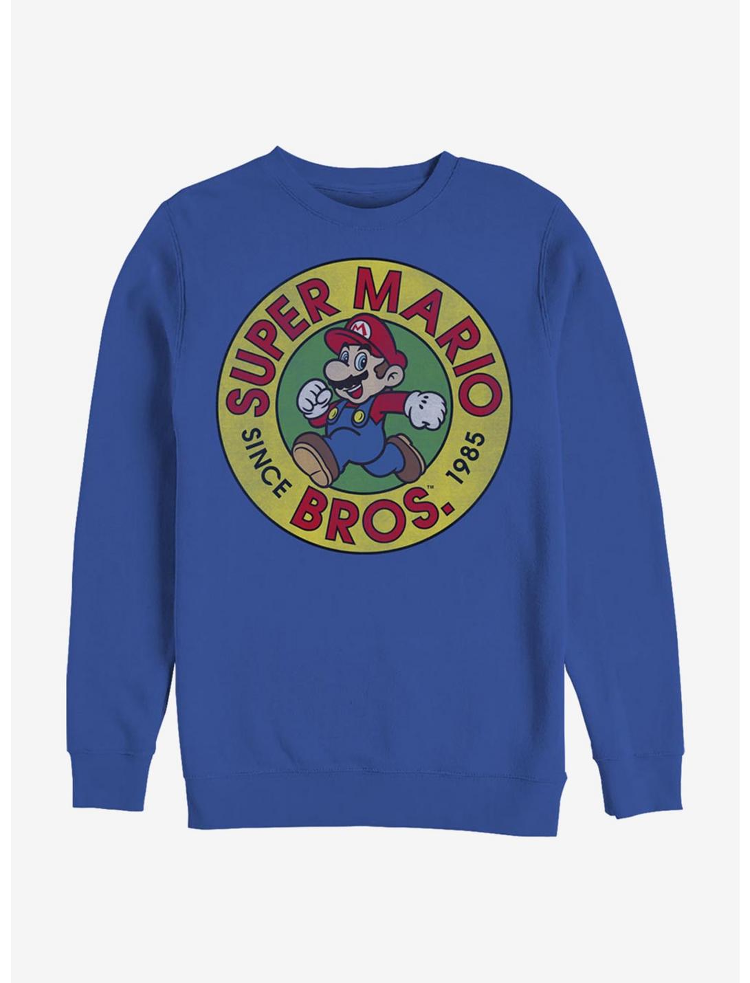 Super Mario Side Run Mario Crew Sweatshirt, ROYAL, hi-res