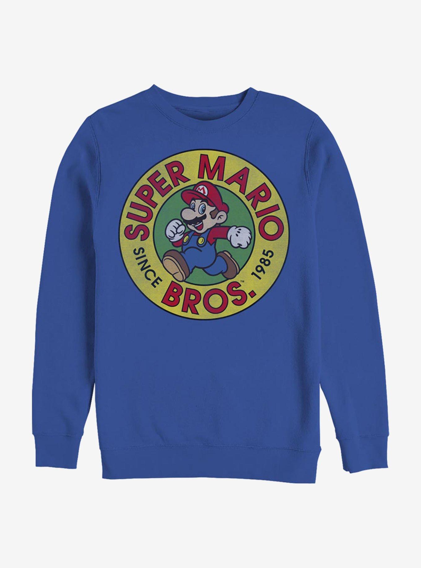 Super Mario Side Run Mario Crew Sweatshirt, ROYAL, hi-res