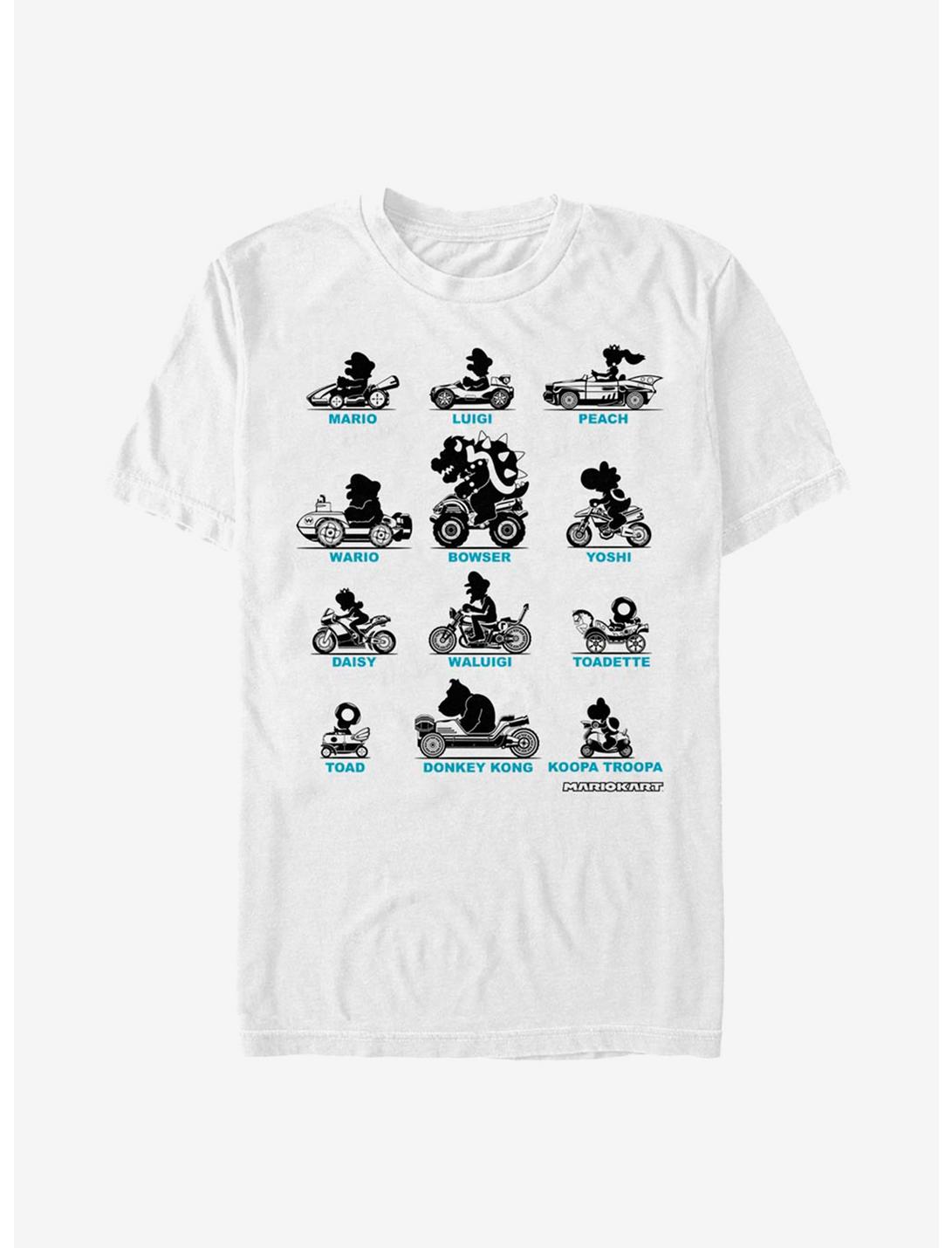 Super Mario Kart Sihouettes T-Shirt, WHITE, hi-res