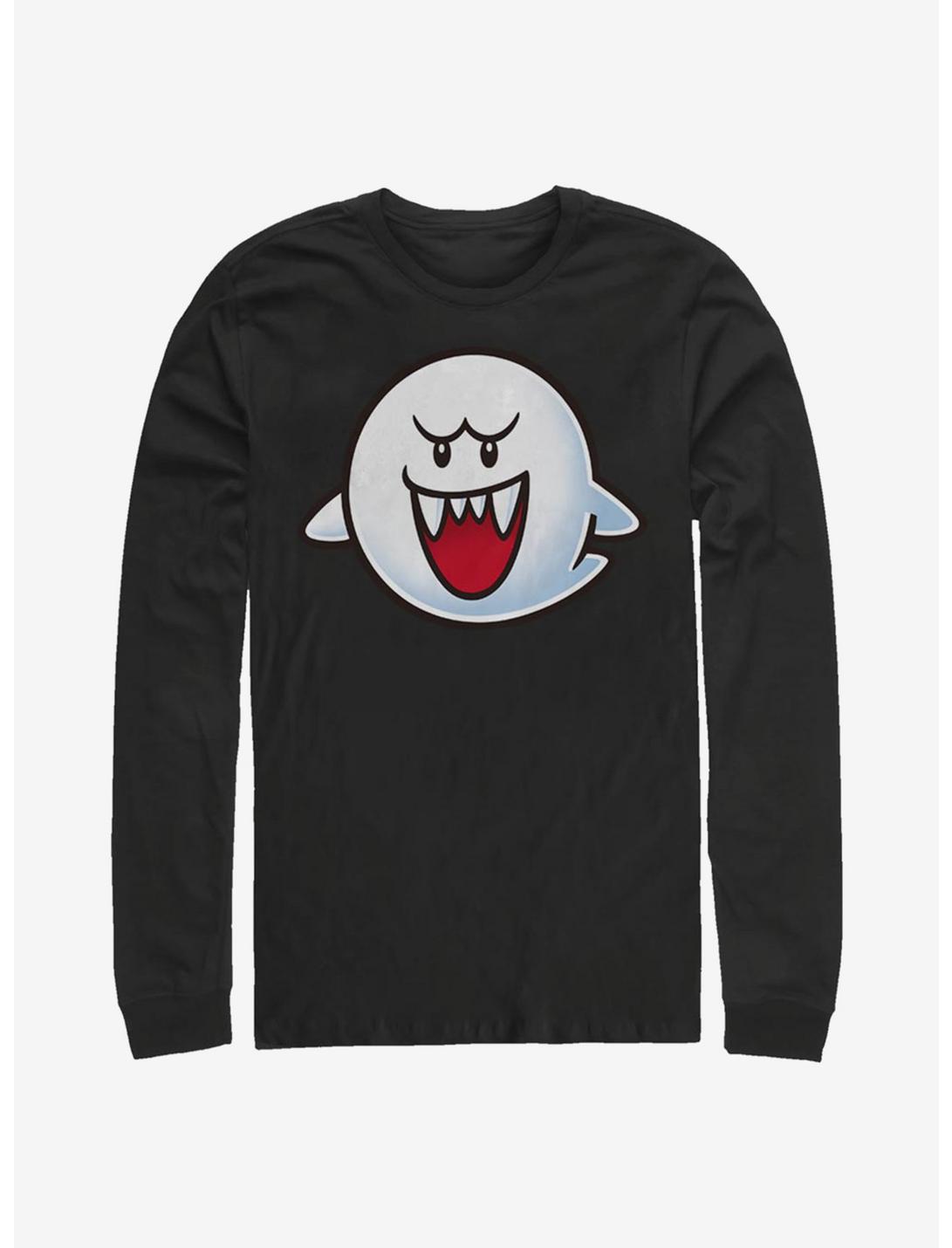 Super Mario Boo Face Long-Sleeve T-Shirt, BLACK, hi-res